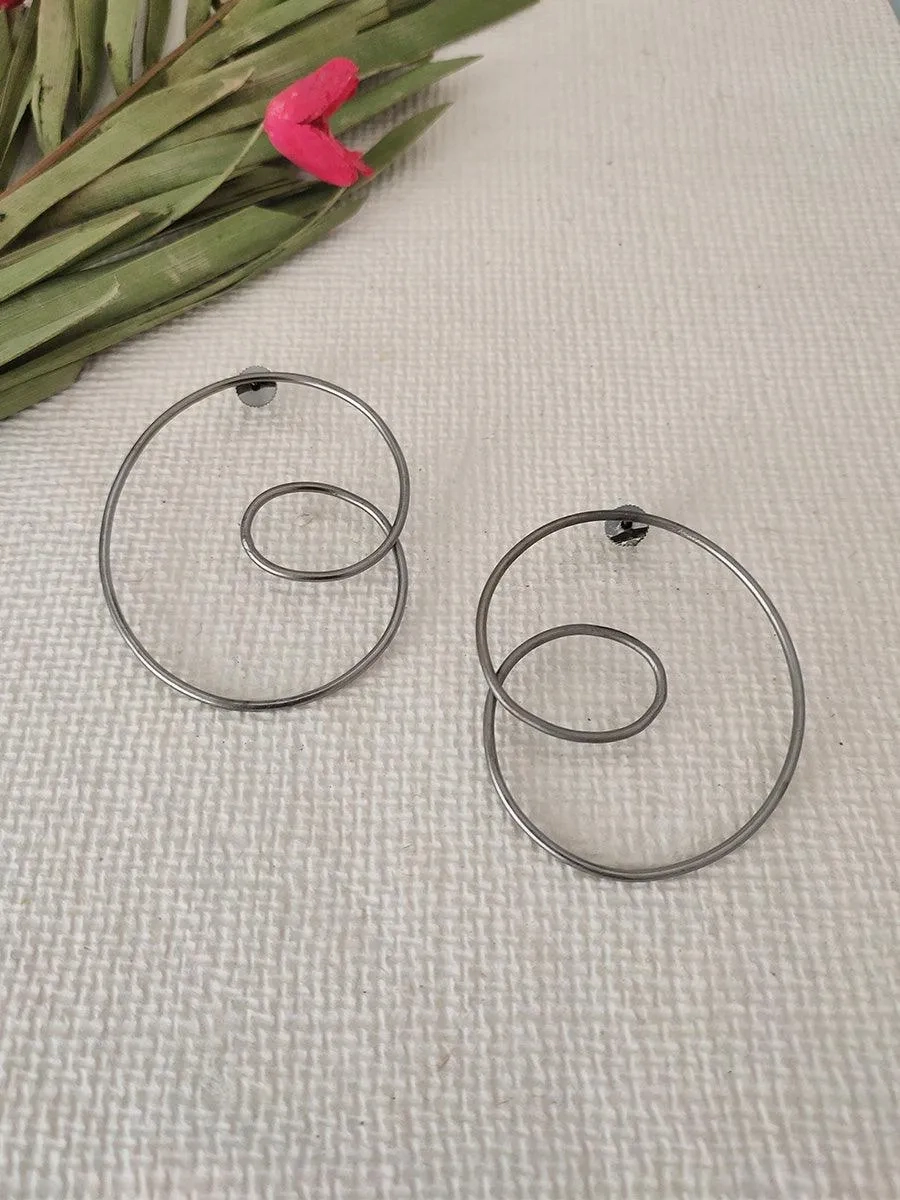 Grey Color Silver Plated Costume Earrings - CSTEAR15