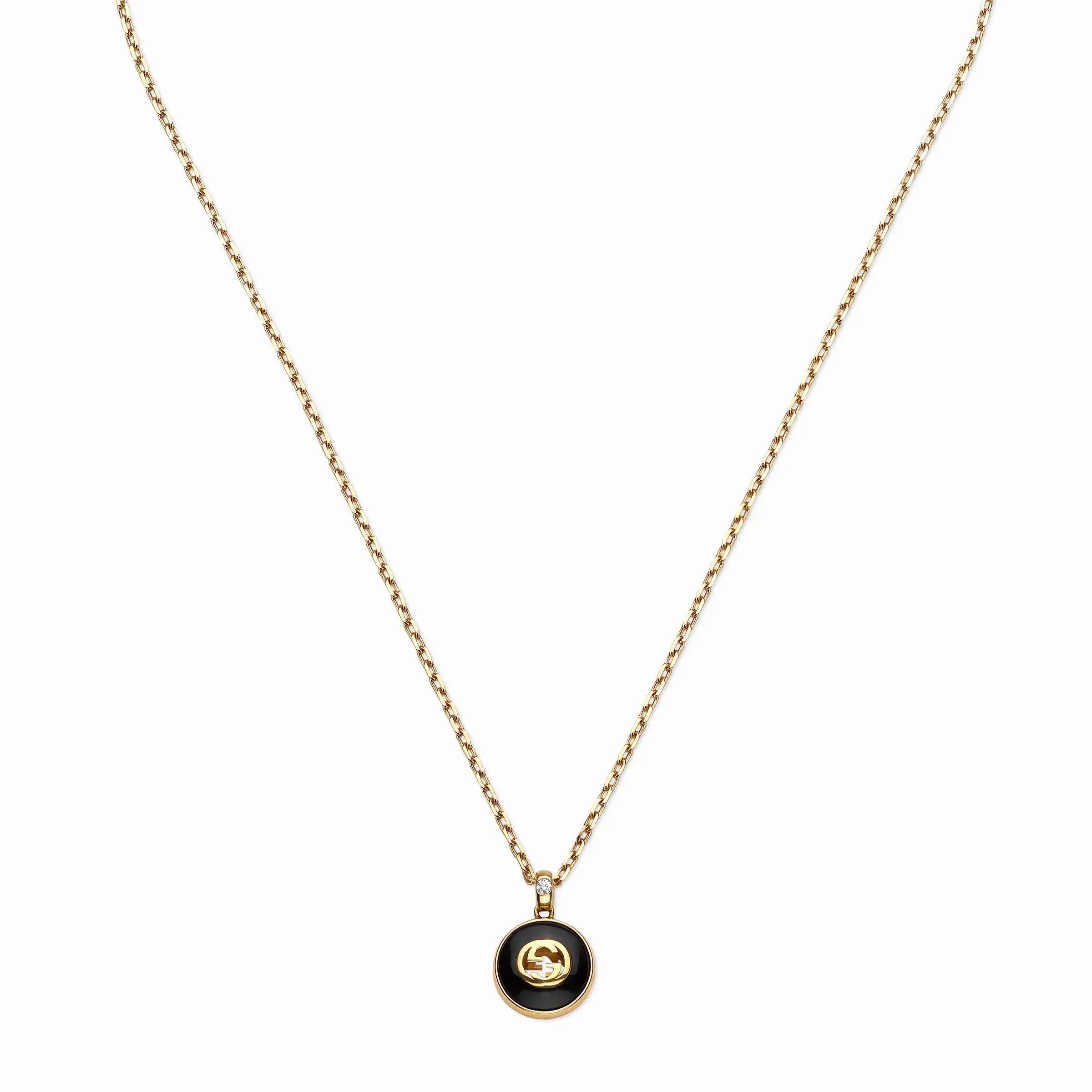 Gucci Interlocking G Onyx Necklace