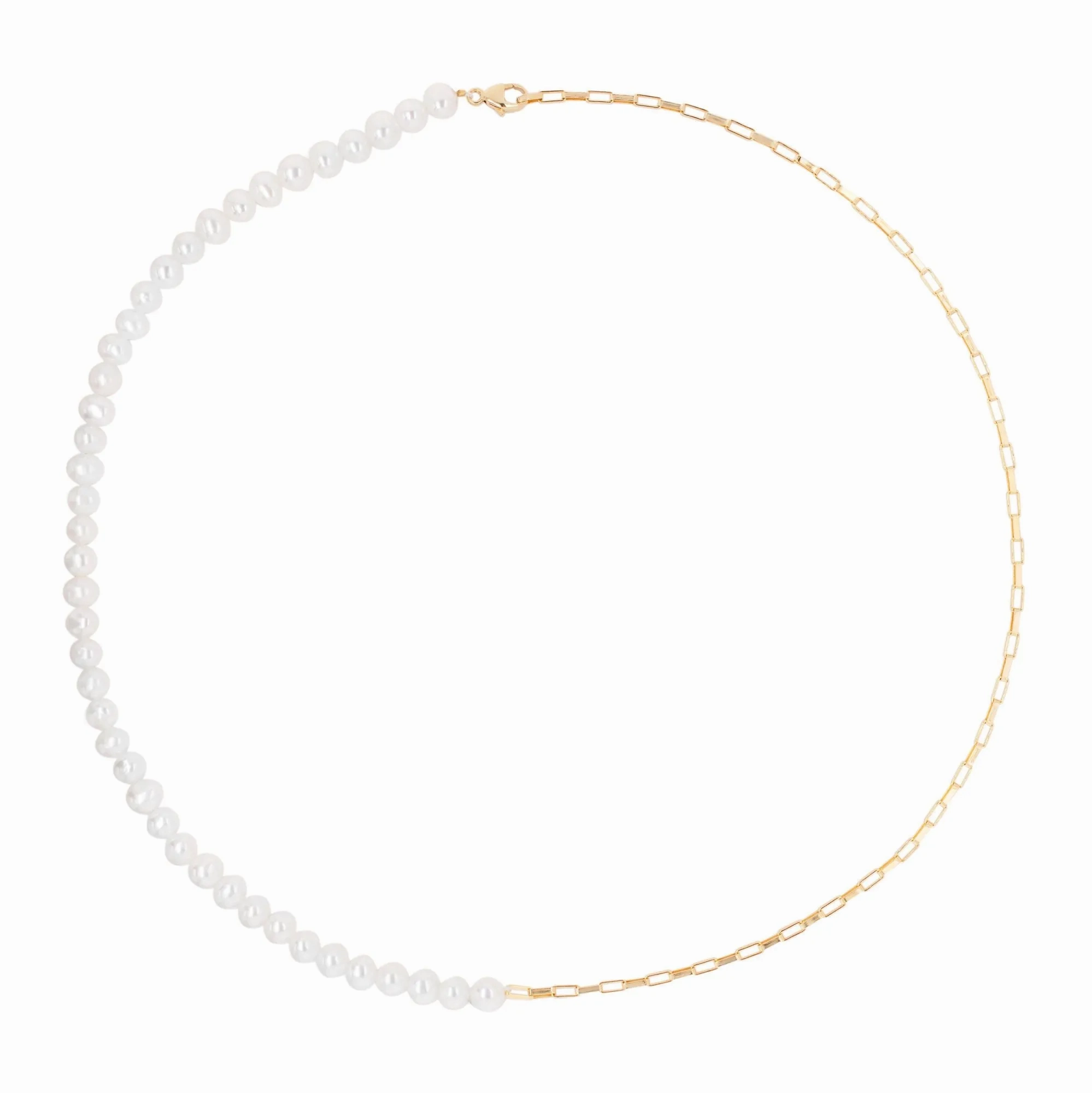 Half Pearls Gold Plated Necklace