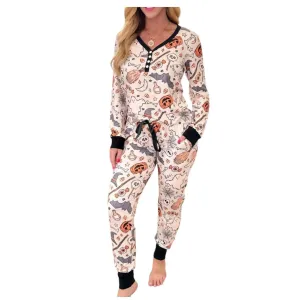 Halloween-Pyjama-Set in Gruseligem Kürbisweiß