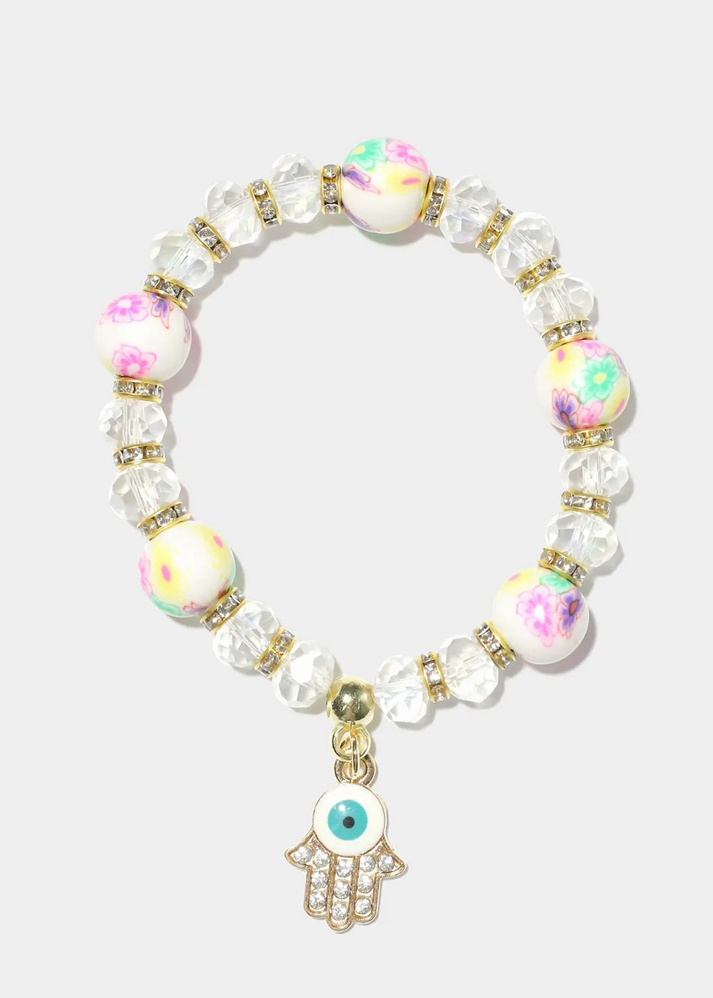 Hamsa Hand Charm Beaded Bracelet