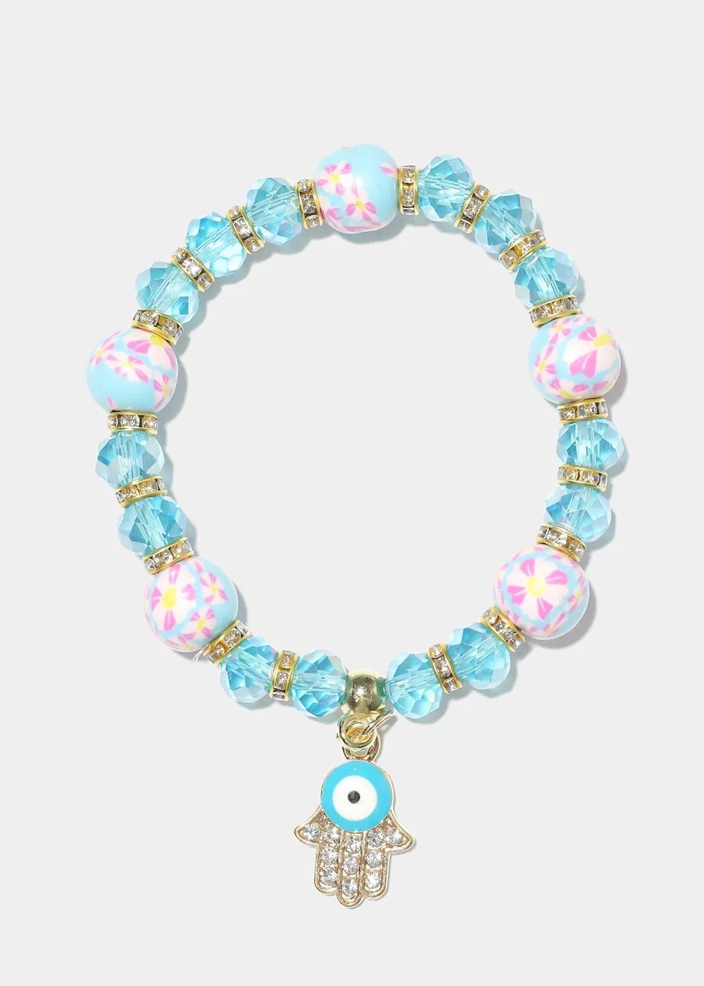 Hamsa Hand Charm Beaded Bracelet