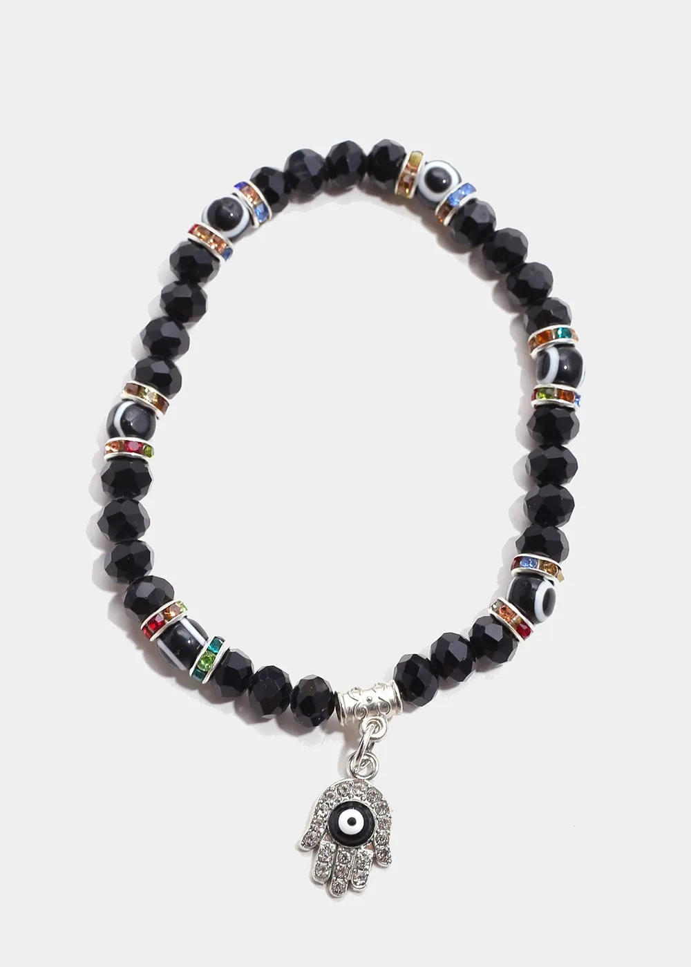 Hamsa Hand with Evil Eye Bead Bracelet