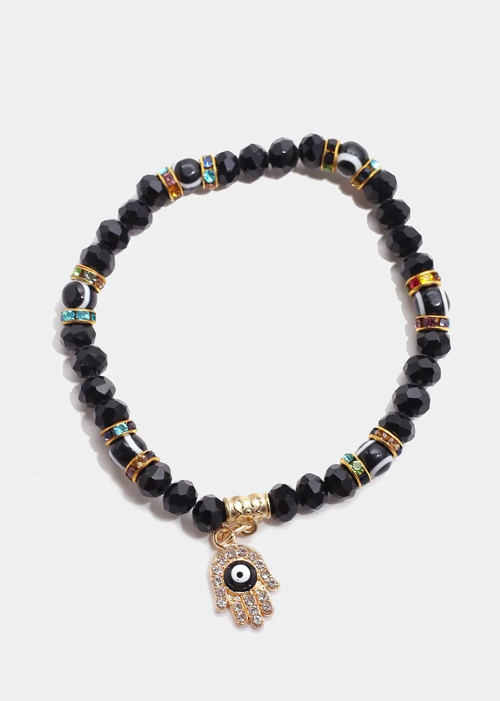 Hamsa Hand with Evil Eye Bead Bracelet