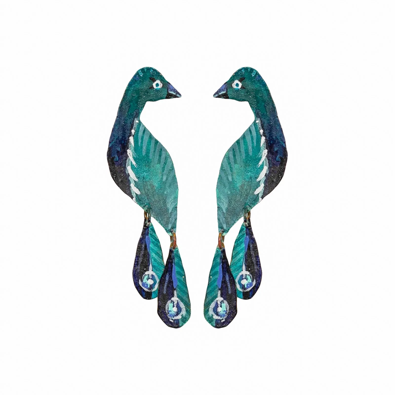 Handpainted Petit Peacock Earrings