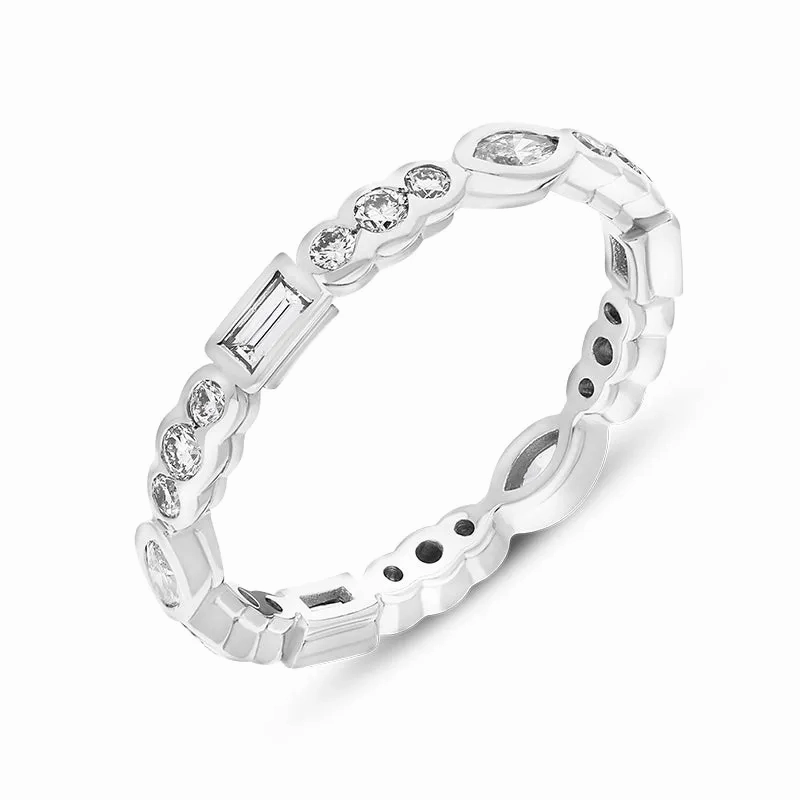 Hans D Krieger 18ct White Gold 0.87ct Diamond Mixed Cut Eternity Ring