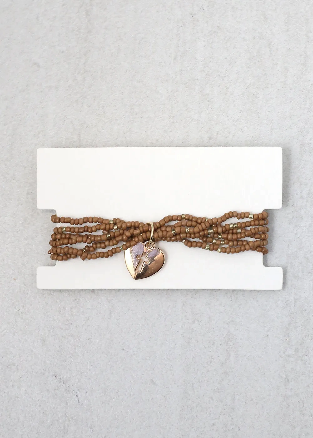 Heart &amp; Cross Beaded Bracelet