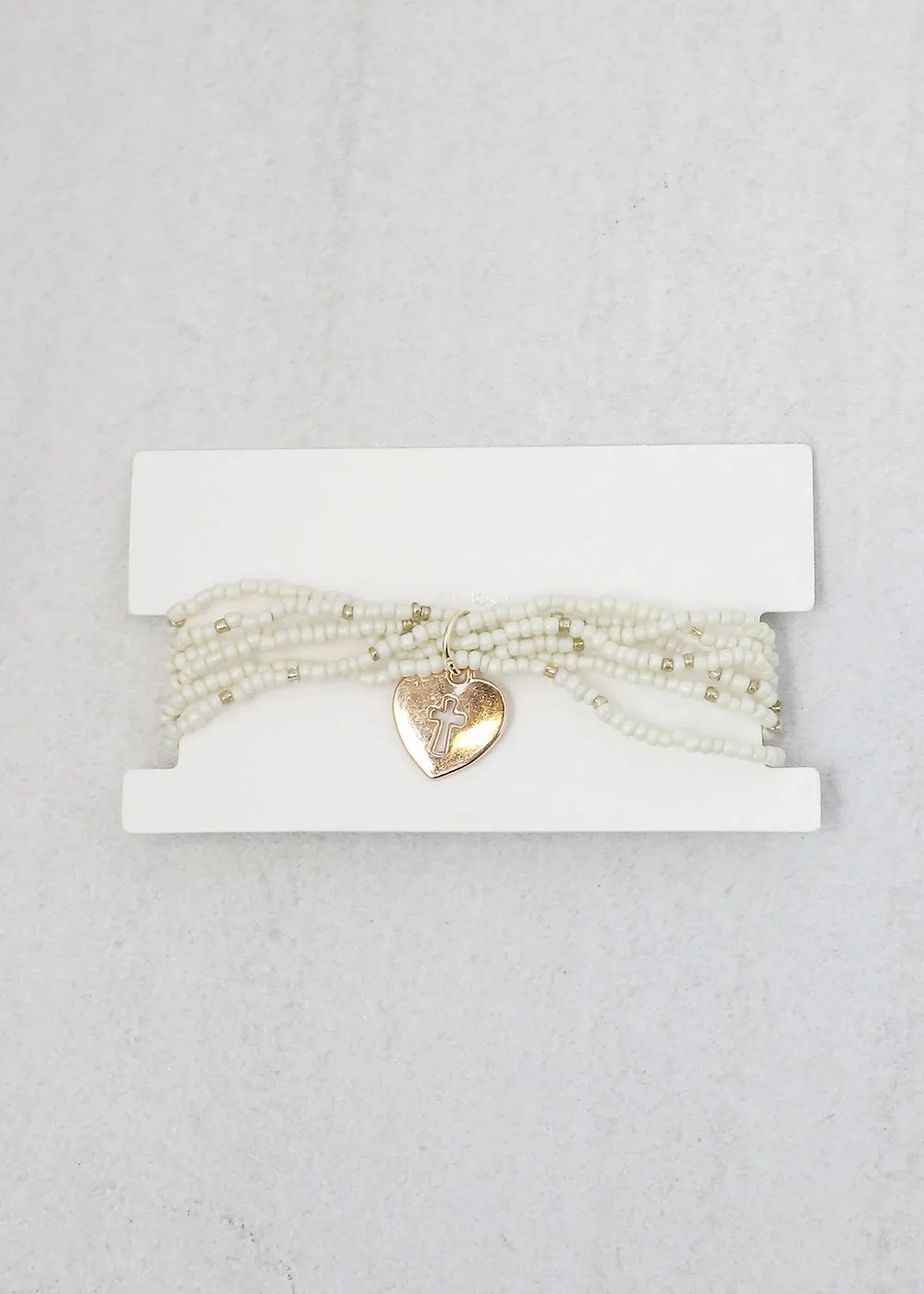 Heart &amp; Cross Beaded Bracelet