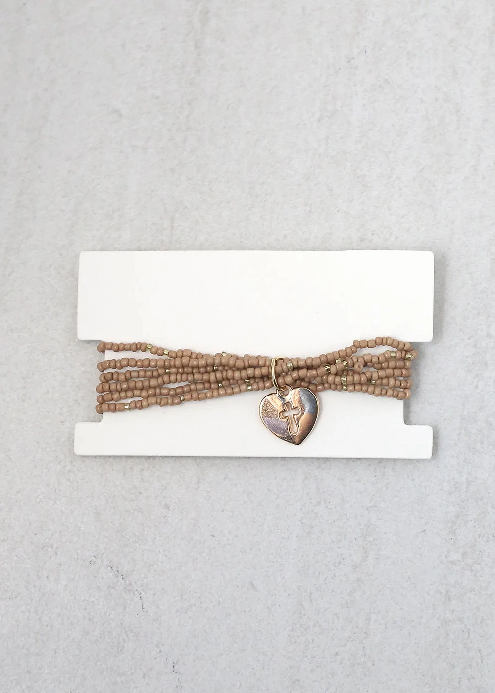 Heart &amp; Cross Beaded Bracelet