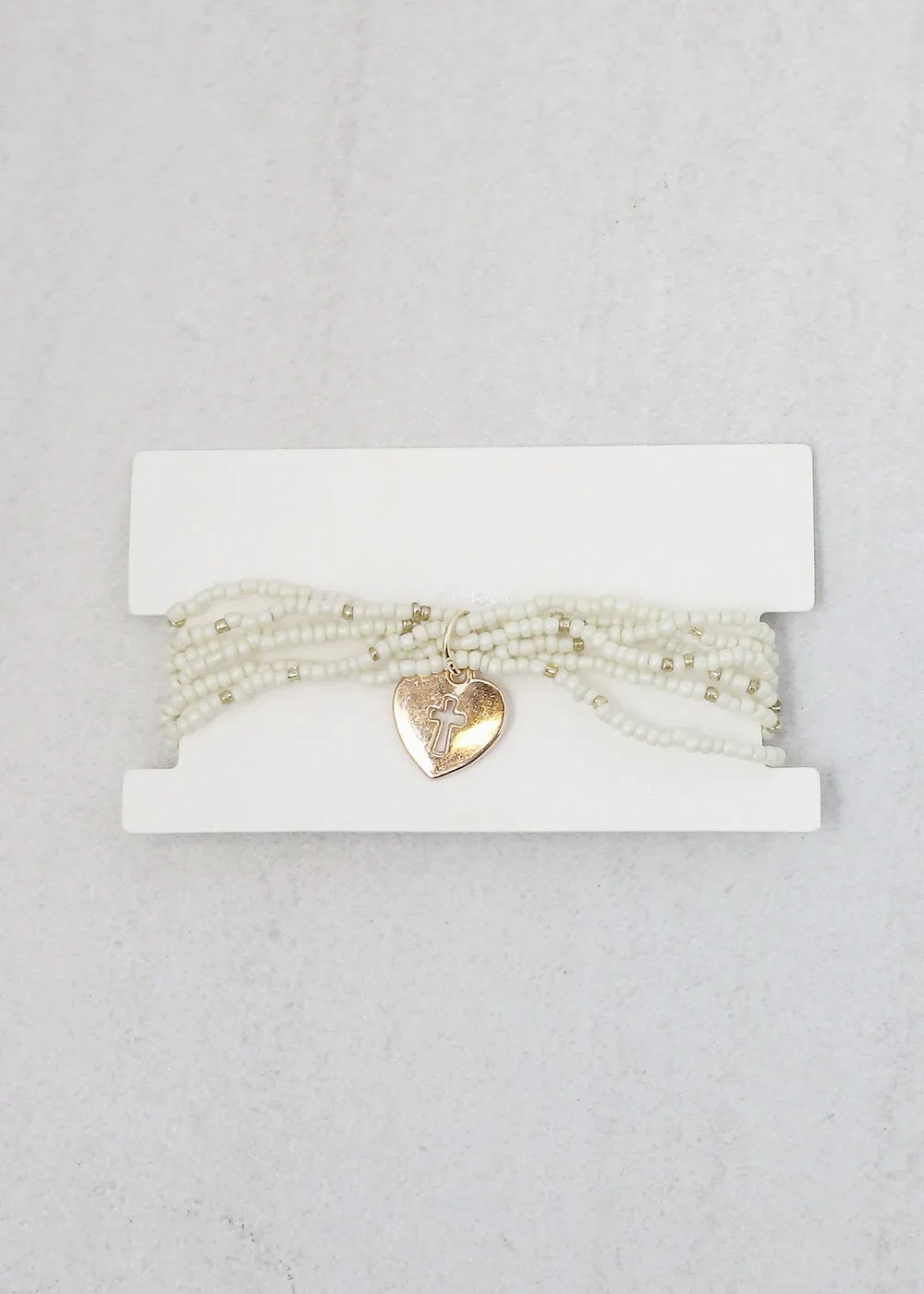Heart &amp; Cross Beaded Bracelet