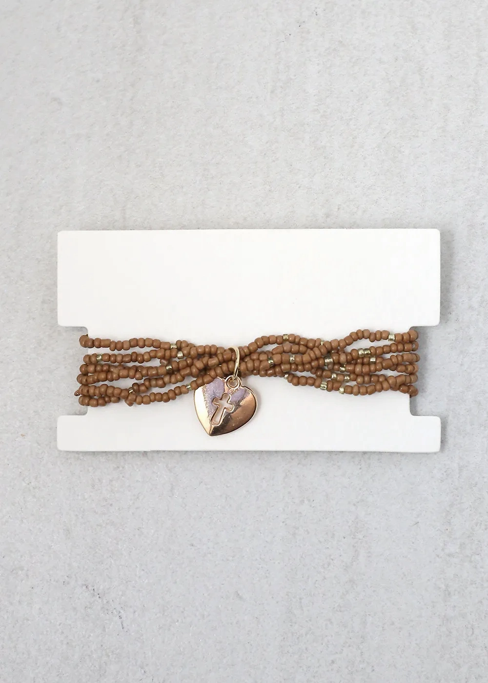 Heart &amp; Cross Beaded Bracelet