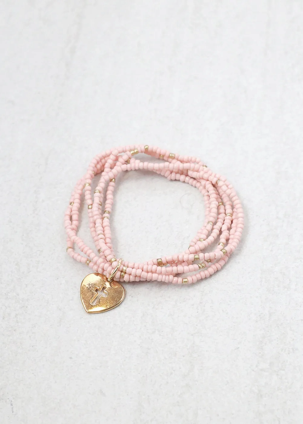 Heart &amp; Cross Beaded Bracelet