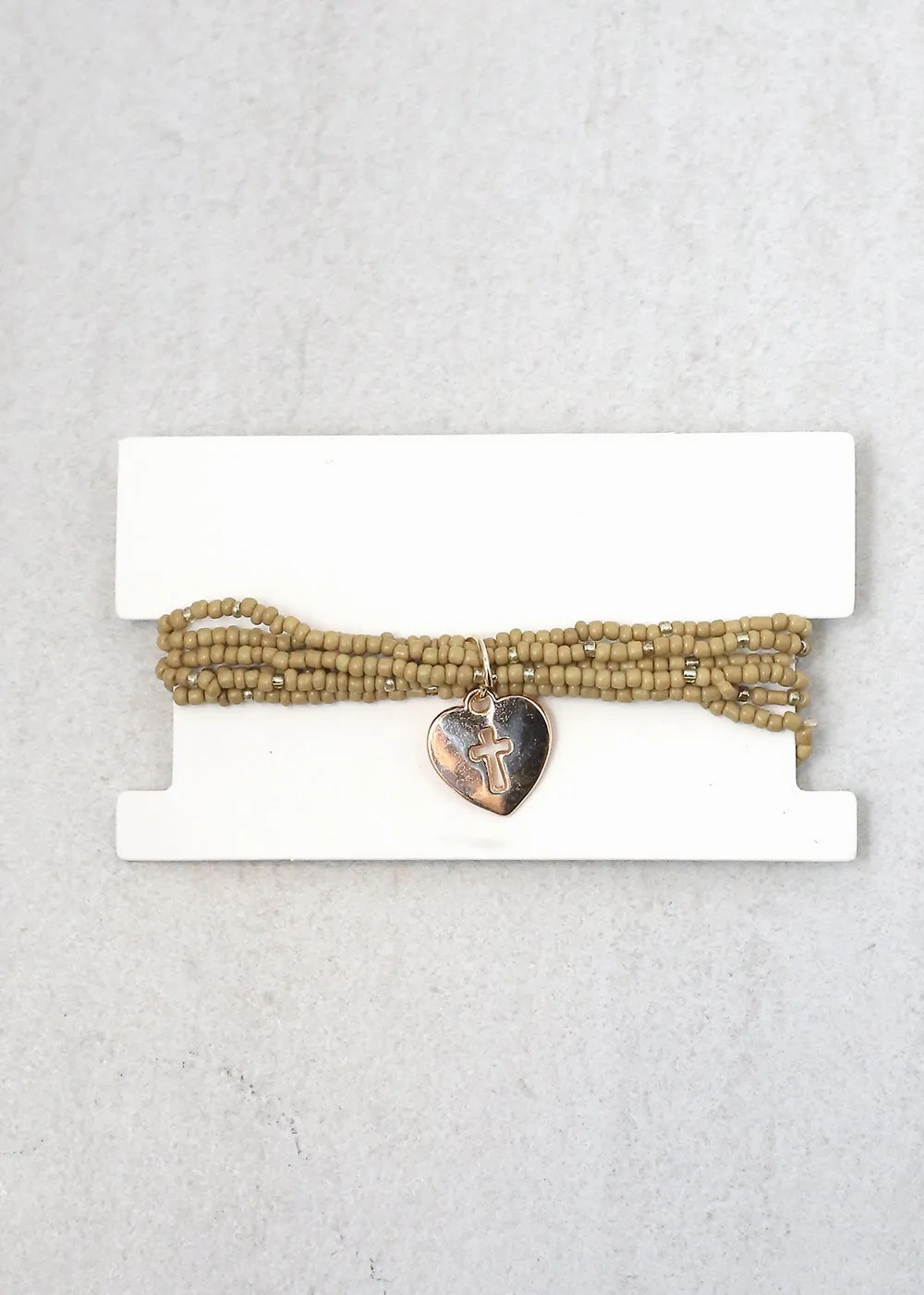 Heart &amp; Cross Beaded Bracelet
