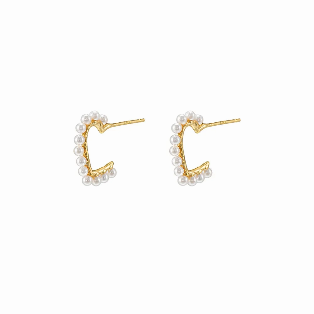 Heart Shape Pearl Hoop Earrings