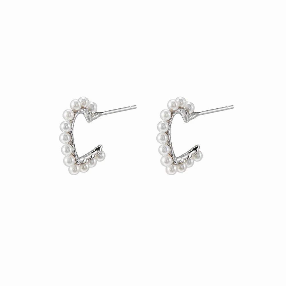 Heart Shape Pearl Hoop Earrings