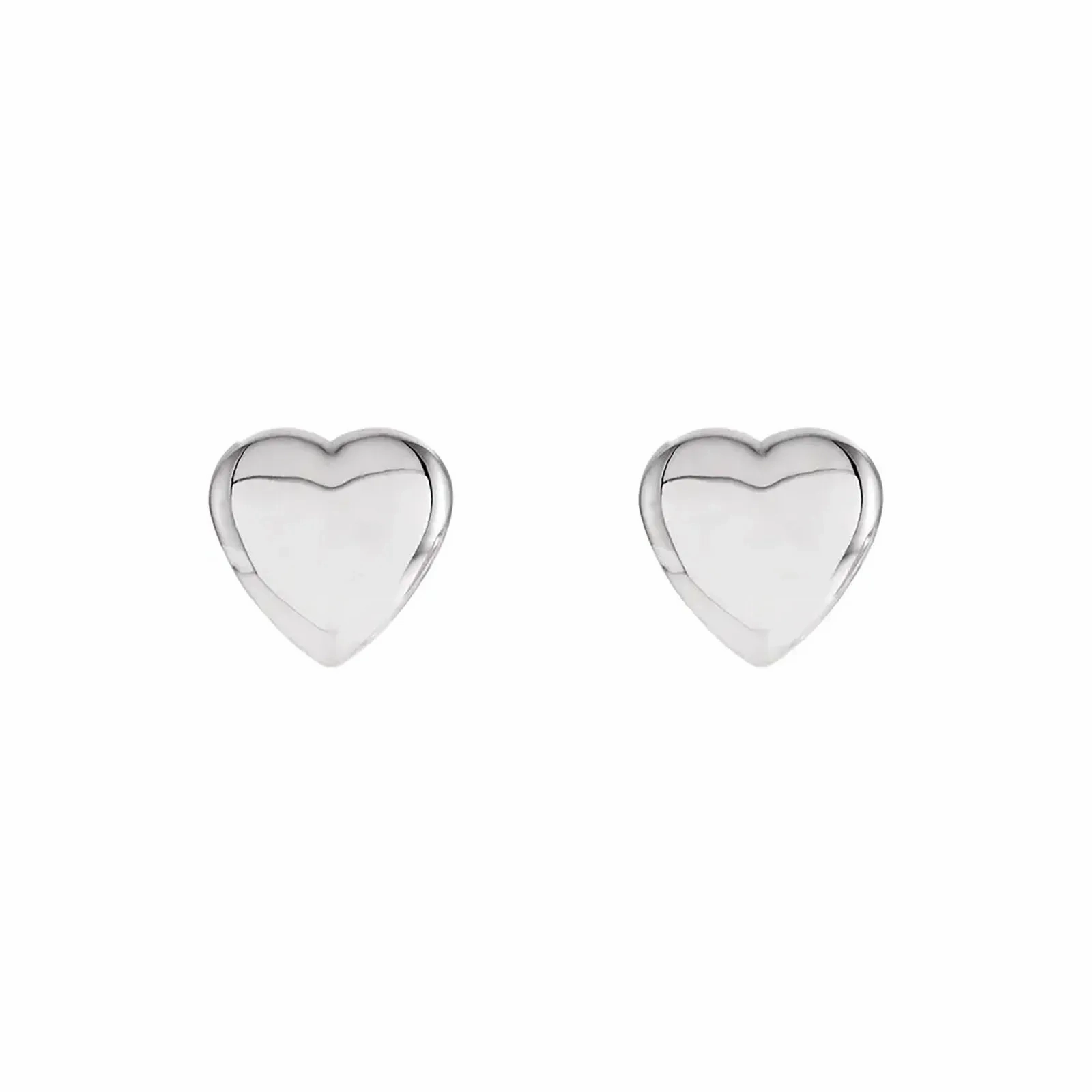 Heart Stud Earrings in White Gold