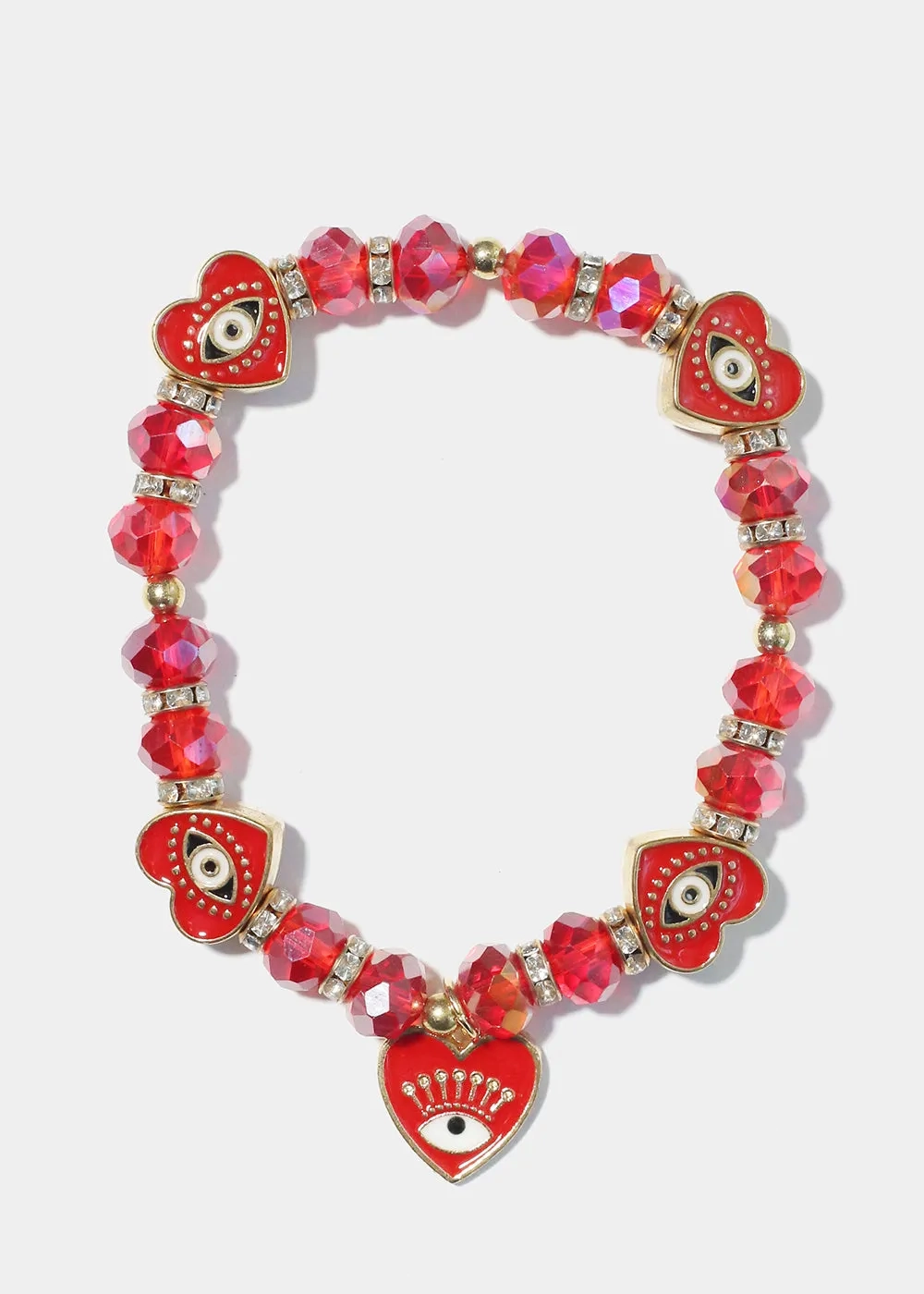 Heart with Evil Eye Charm Bracelet