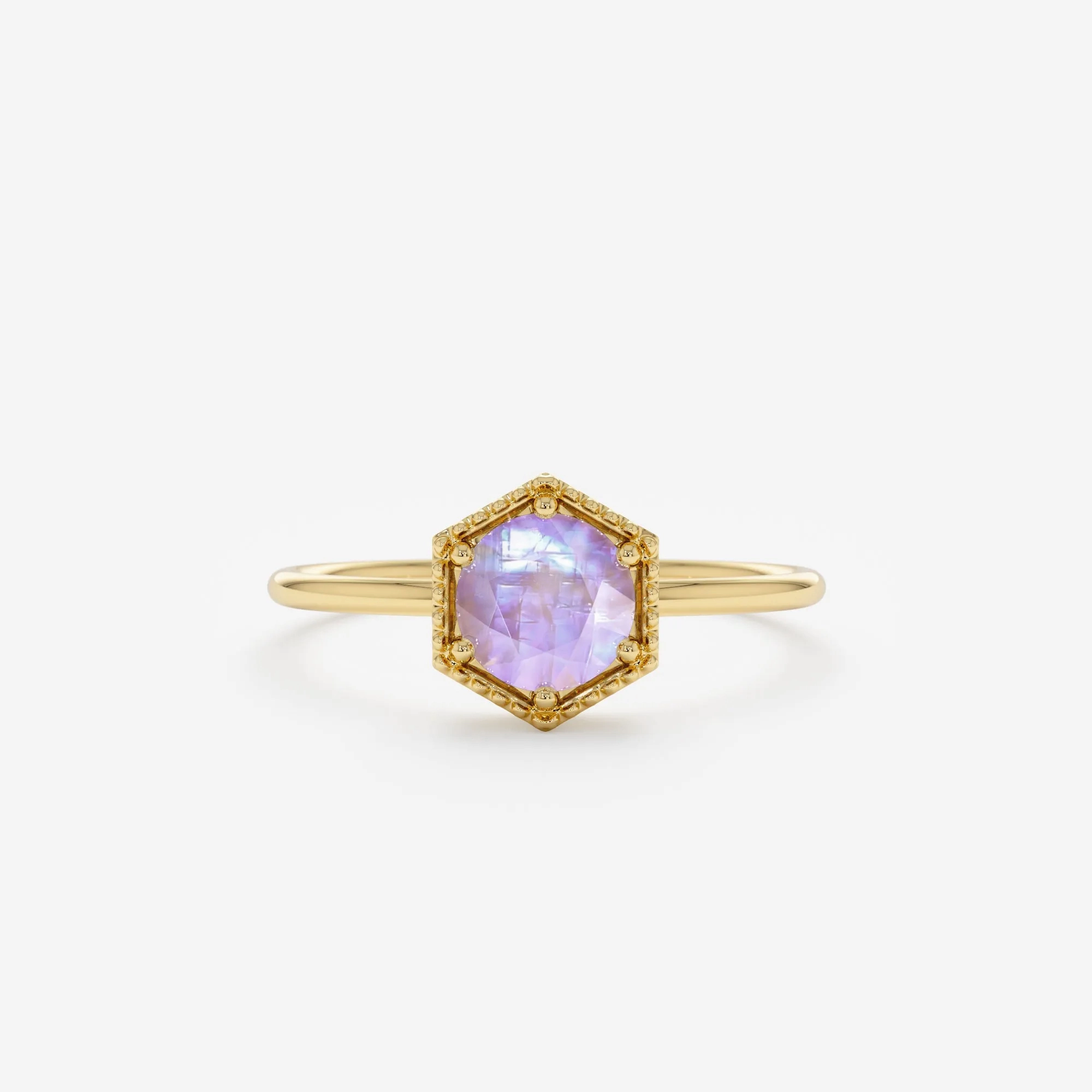 Hexagon Moonstone Ring, Anaya
