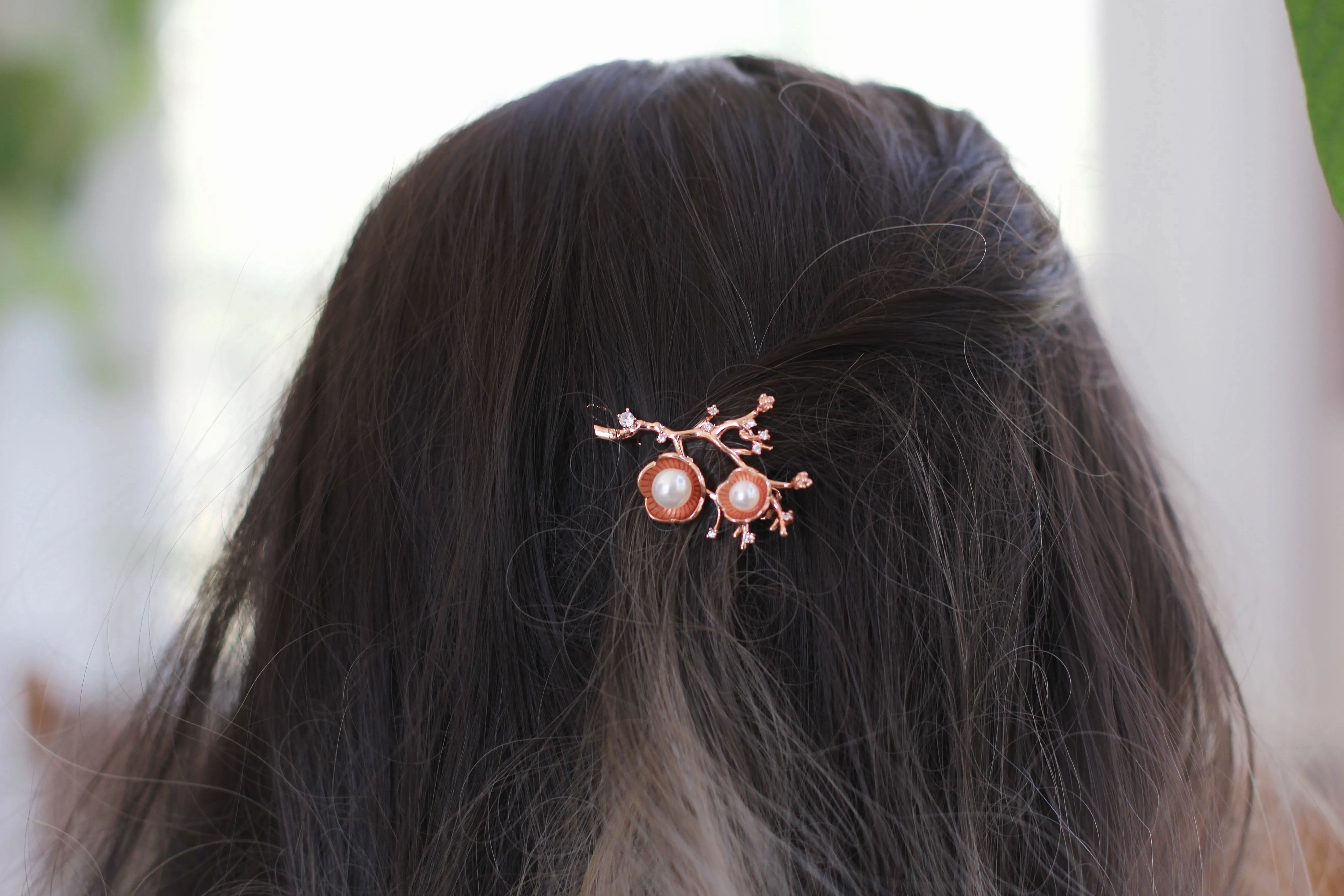 Hibiscus Flowers Pearls &amp; Crystals Barrette