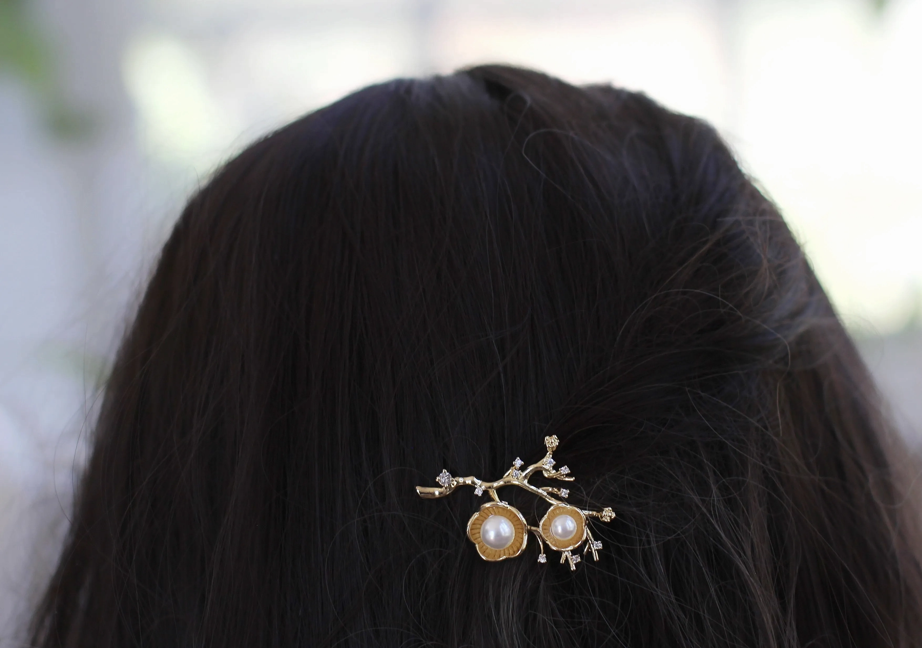 Hibiscus Flowers Pearls &amp; Crystals Barrette