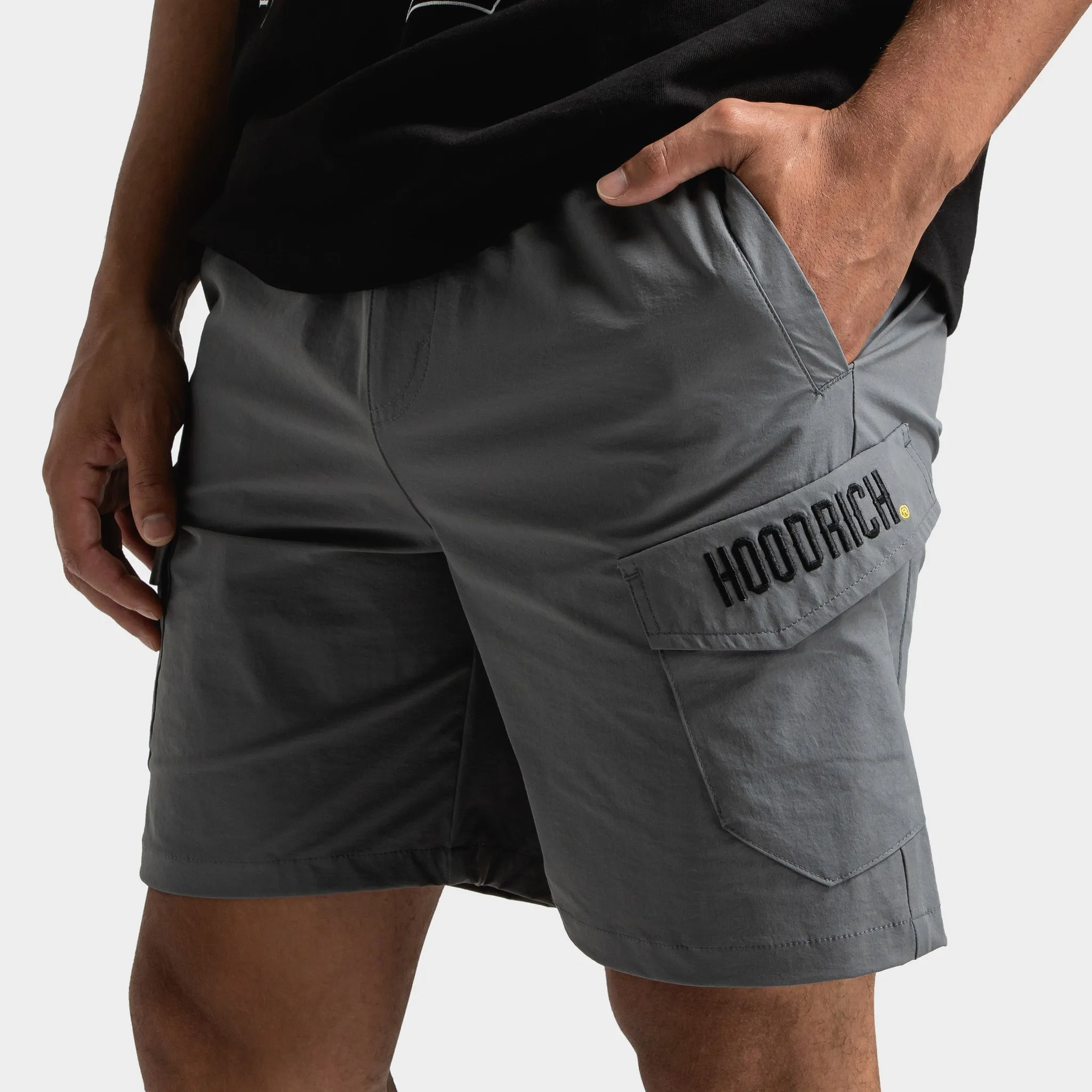 Hoodrich Hoodrich District Gewebte Cargo Shorts Lava Rauch / Schwarz - Litschi