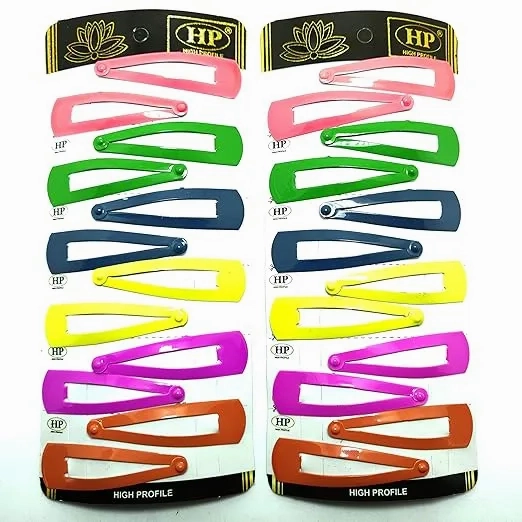 HP HIGH PROFILE Glossy Tic Tac Hair Clips Everyday Wear Bright Colours Metal Snap Hair Clips Barrettes Multicoloured for Women/Girls - Pack of 2 (24pcs)