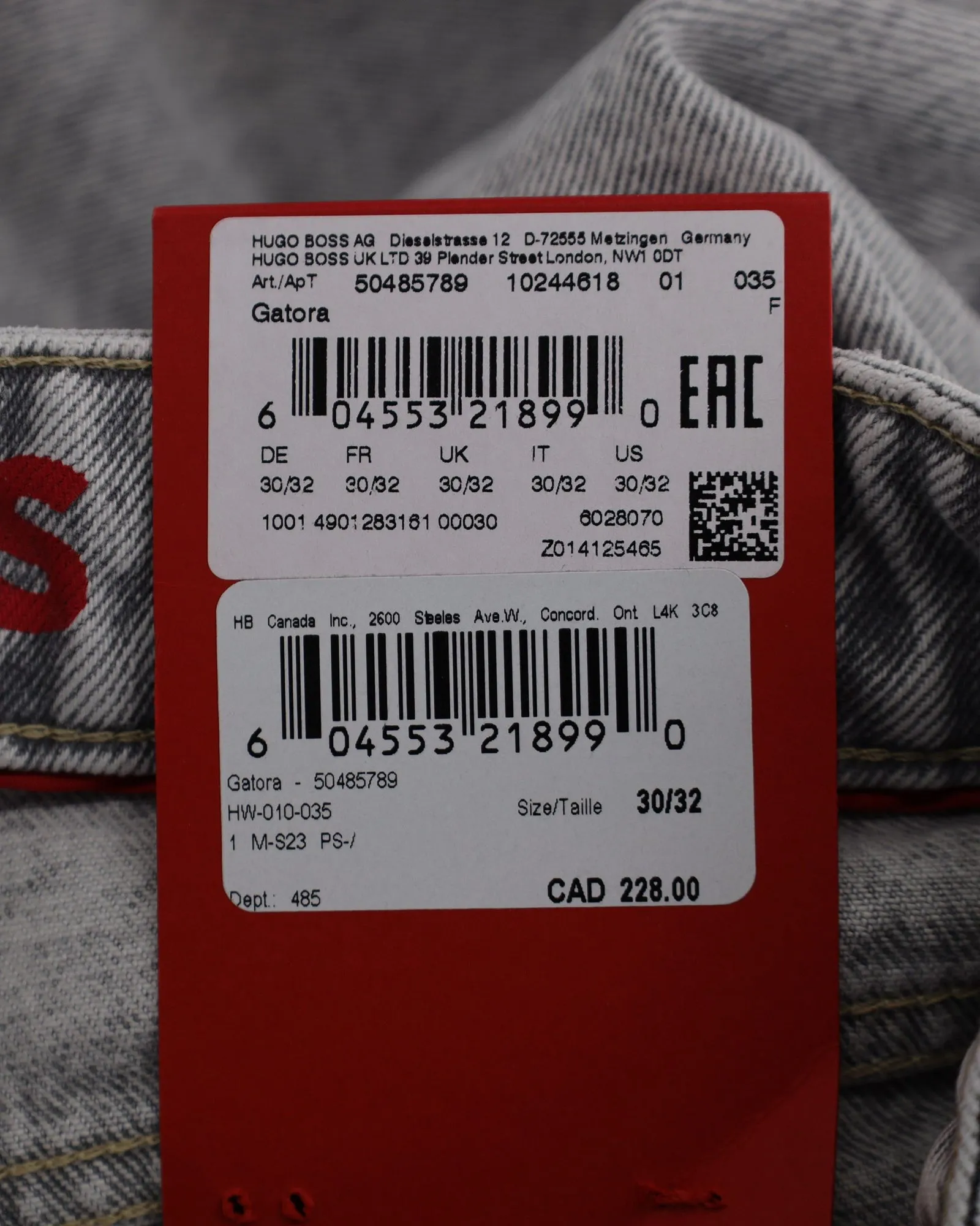 Hugo Boss Hellgewaschene Jeans in Grau Baumwolle