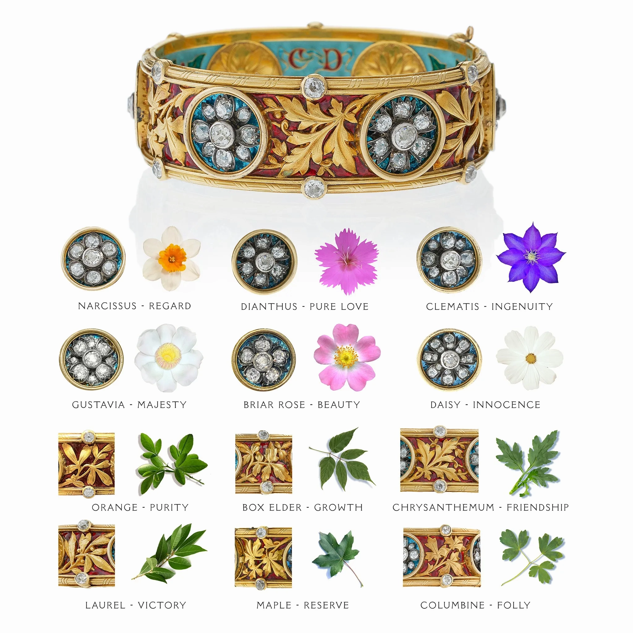Important Bapst &amp; Falize Paris Diamond and Enamel Bangle Bracelet