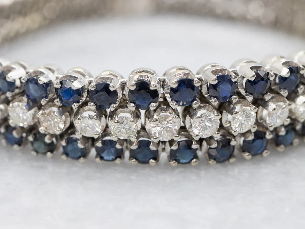 Italian Gold Diamond and Sapphire Bracelet