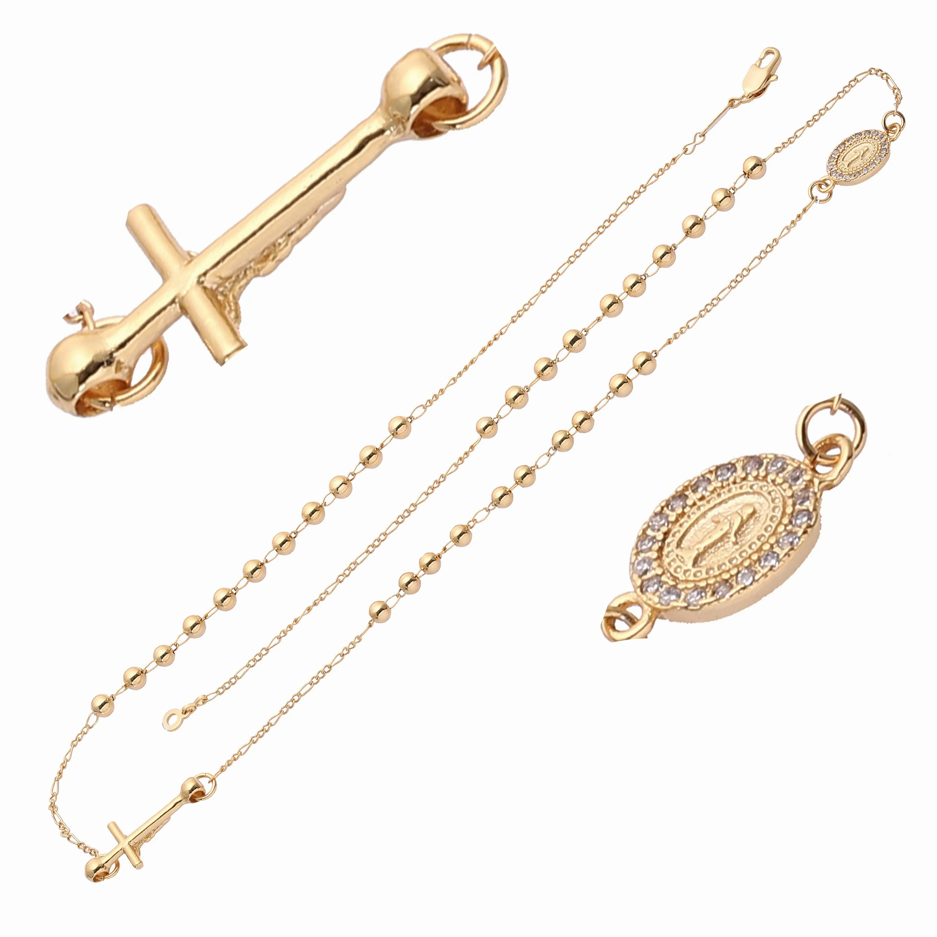 Italian Virgin of Guadalupe Catholic 14K Gold Rosary Necklace