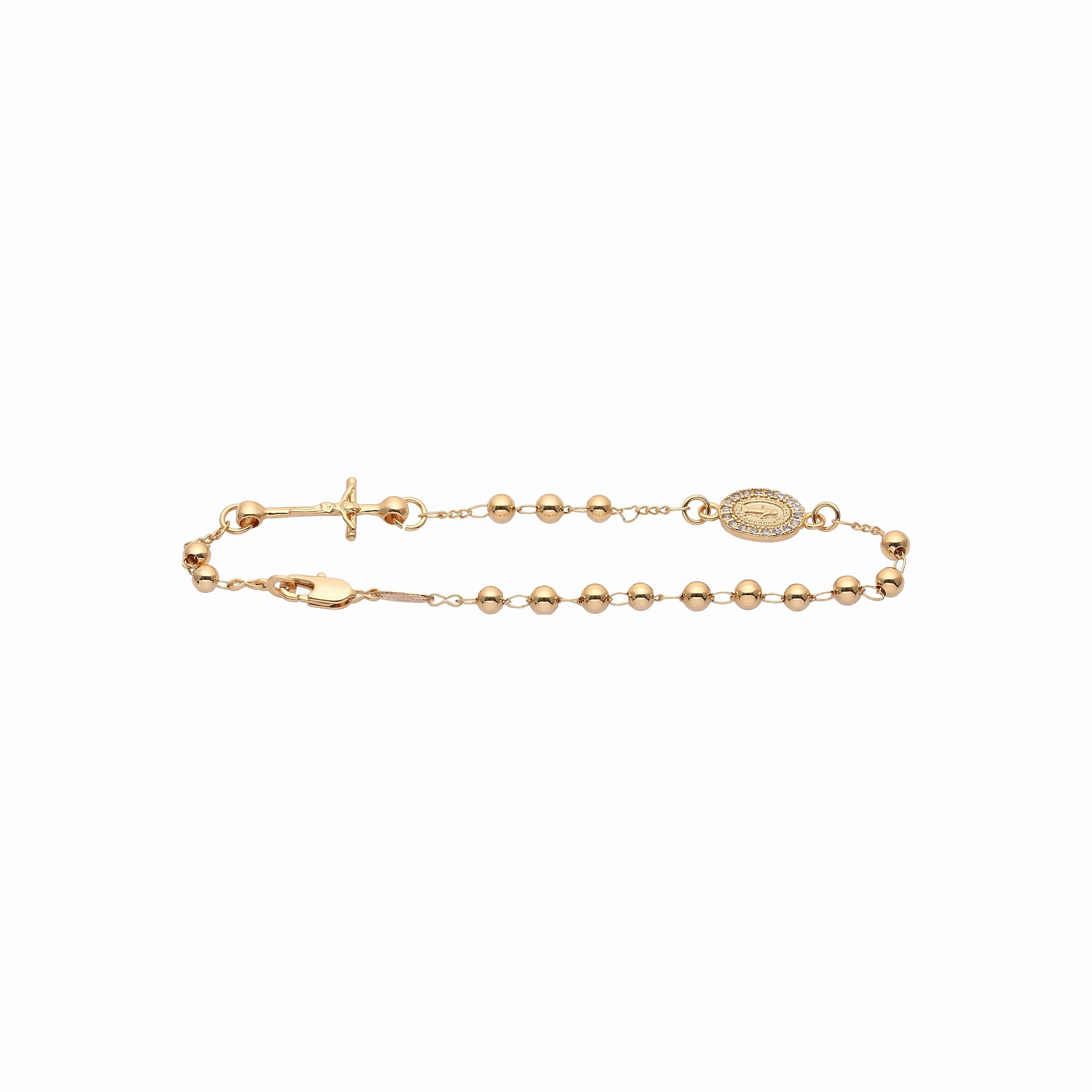 Italian Virgin of Guadalupe Catholic 14K Gold Rosary Necklace