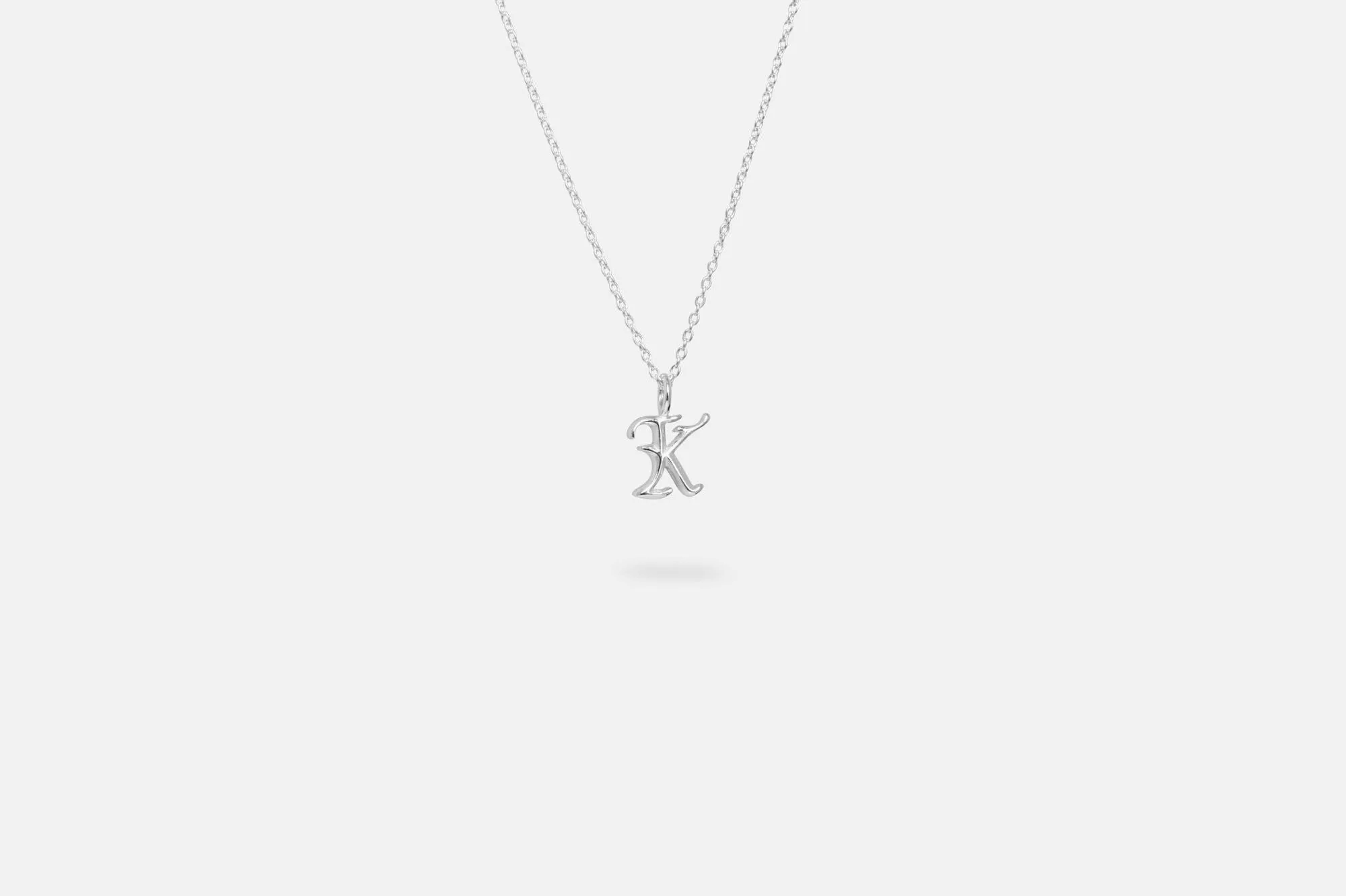 IX K Letter Silver Pendant