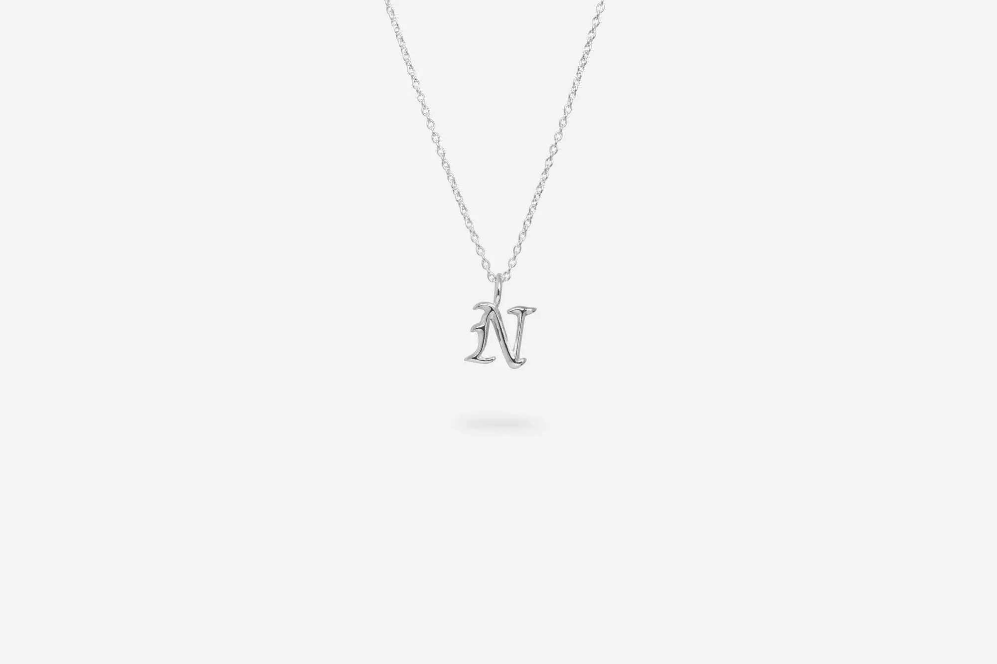 IX N Letter Silver Pendant