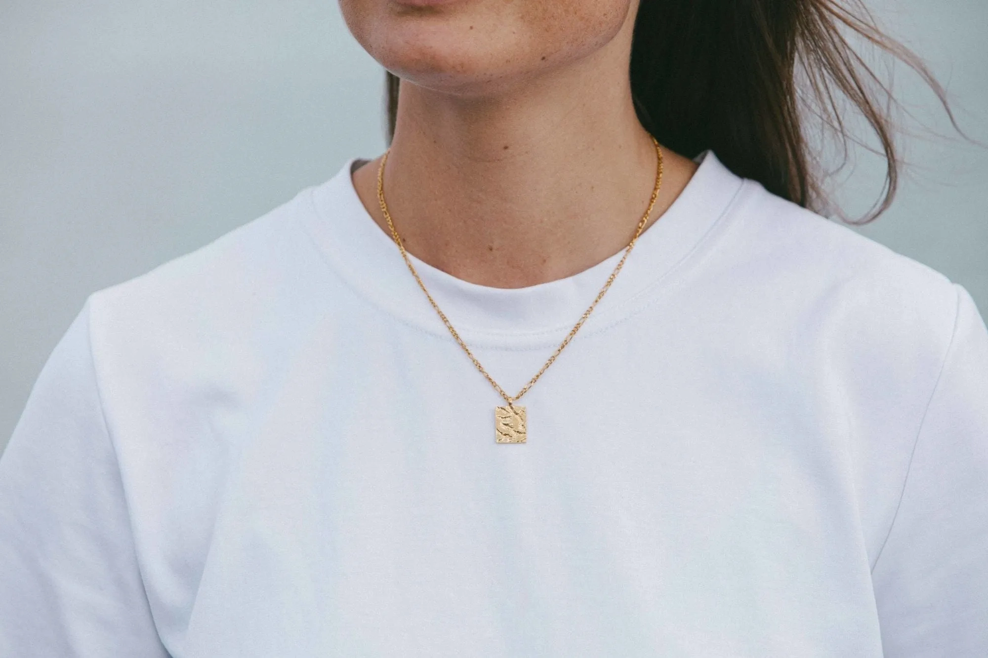 IX Rustic Square Gold Plated Pendant