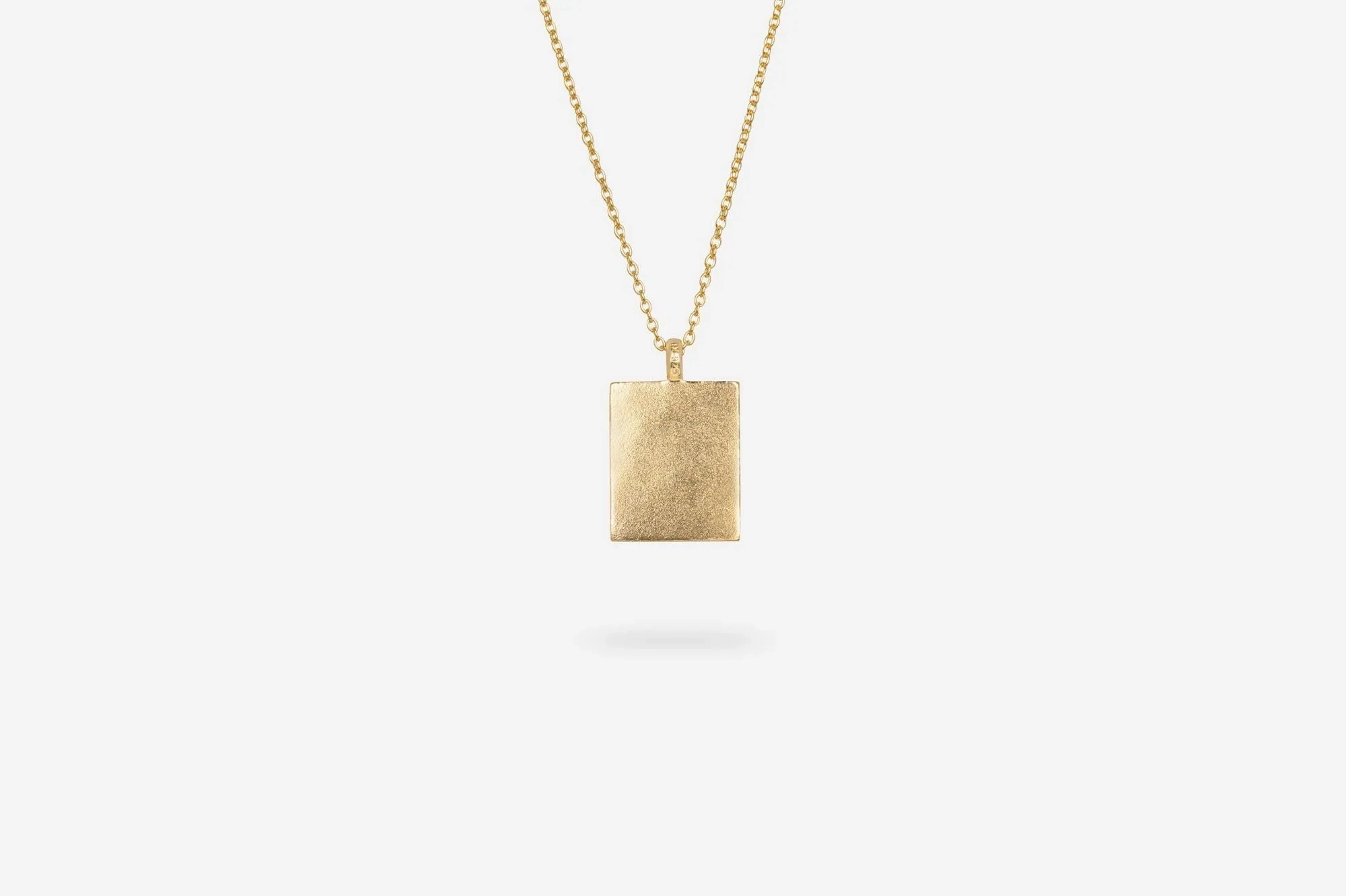 IX Rustic Square Gold Plated Pendant