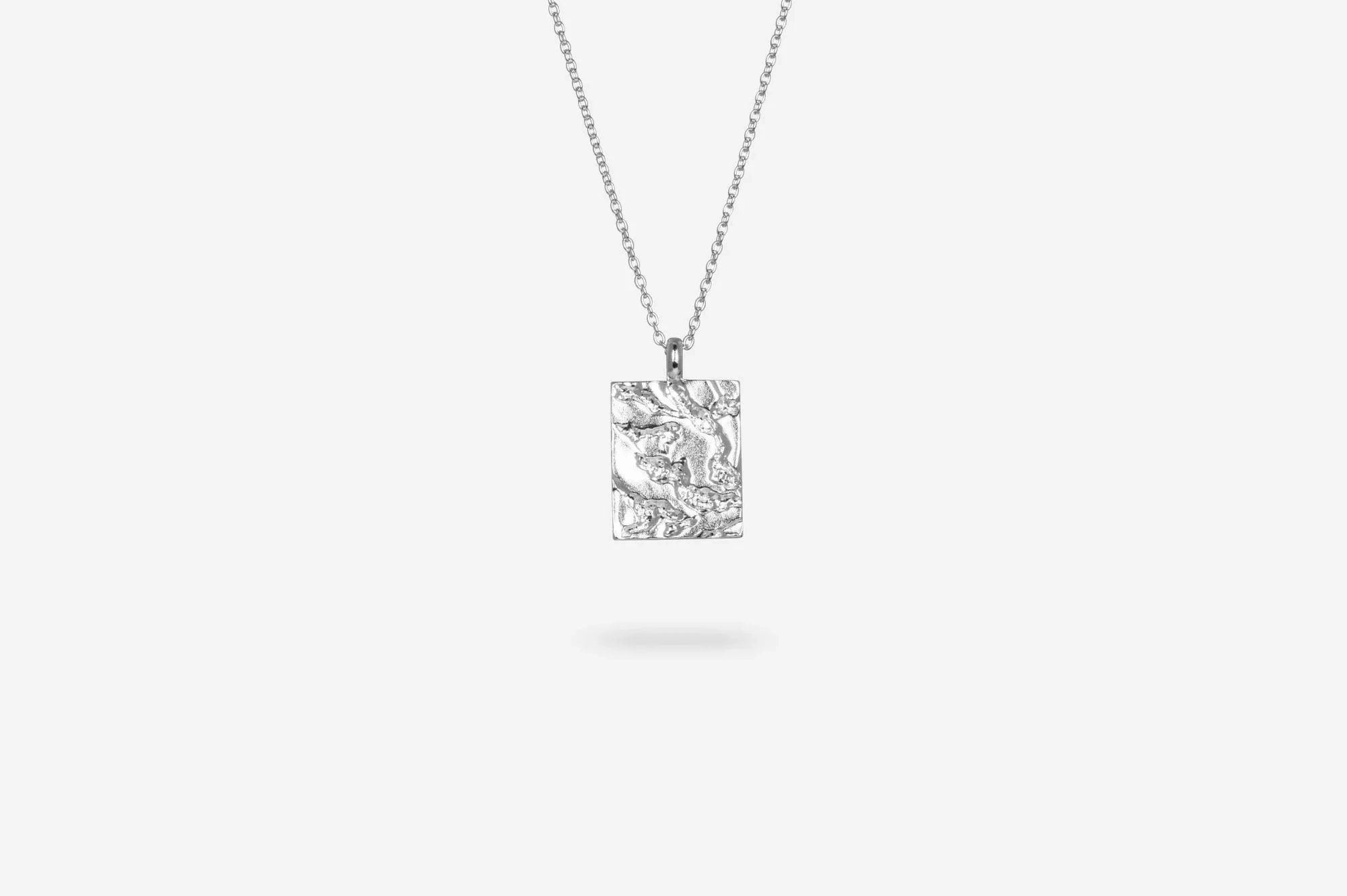 IX Rustic Square Silver Pendant