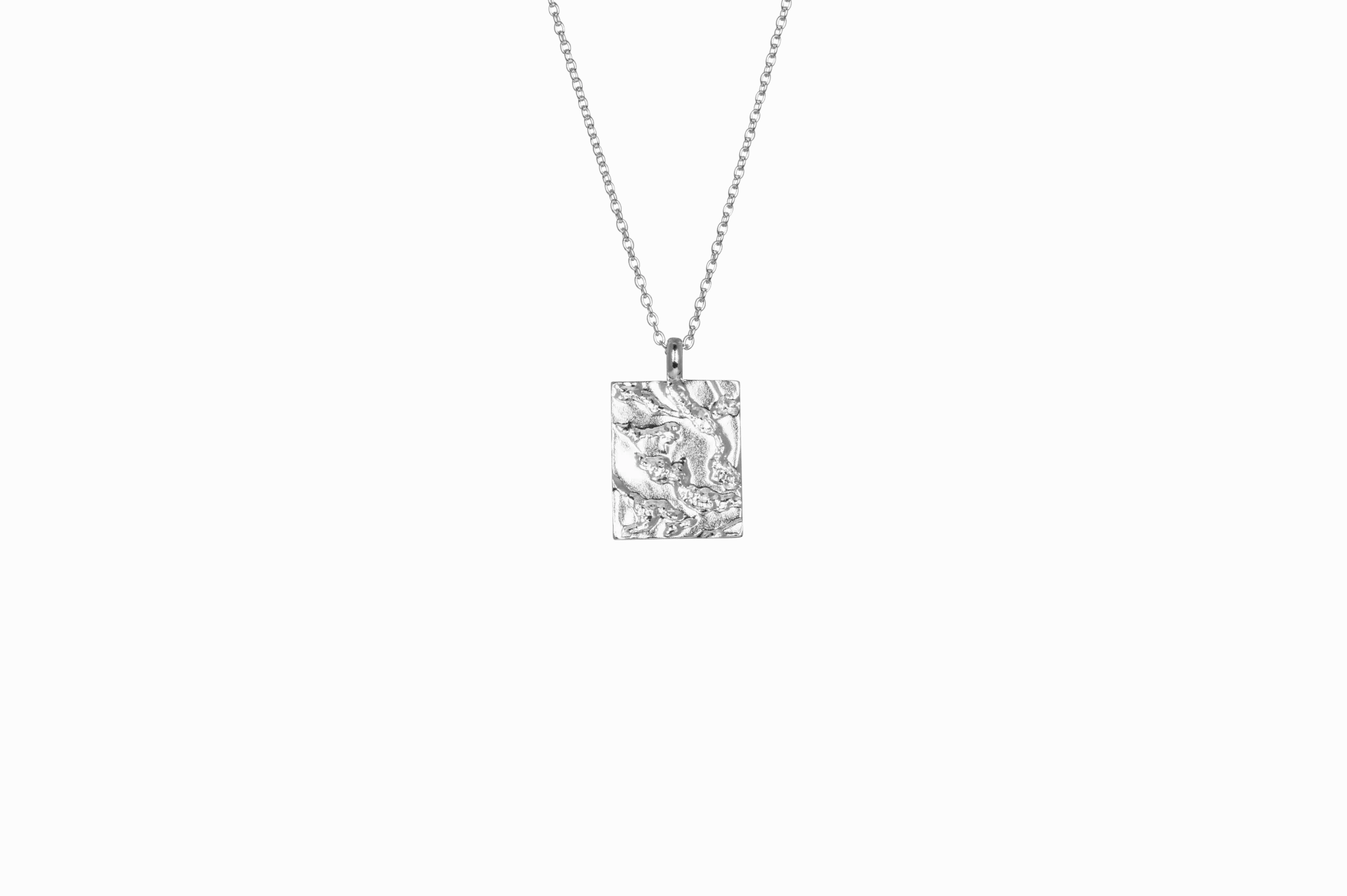 IX Rustic Square Silver Pendant