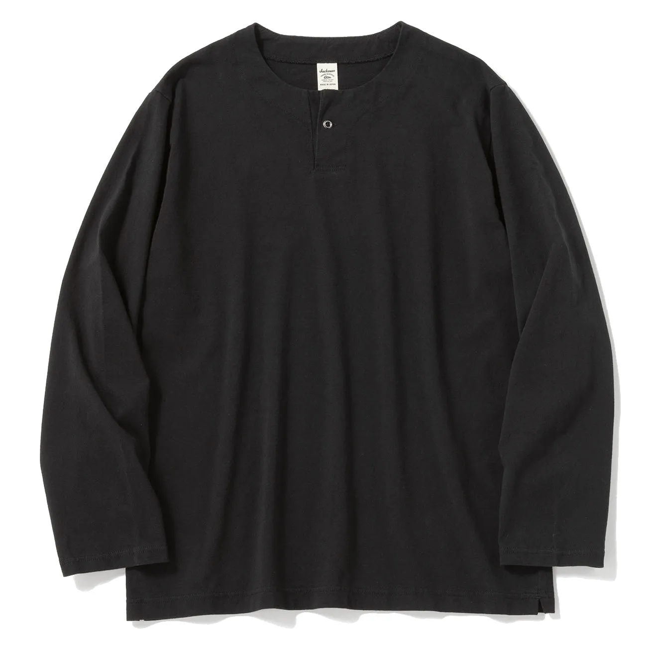 Jackman Langarm-Henley-Shirt Schwarz