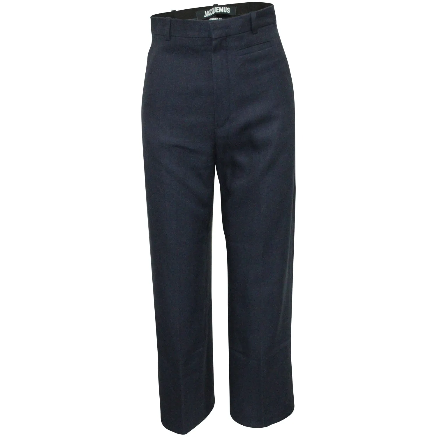 Jacquemus High-Waist Straight-Leg Hose in Marineblauem Leinen