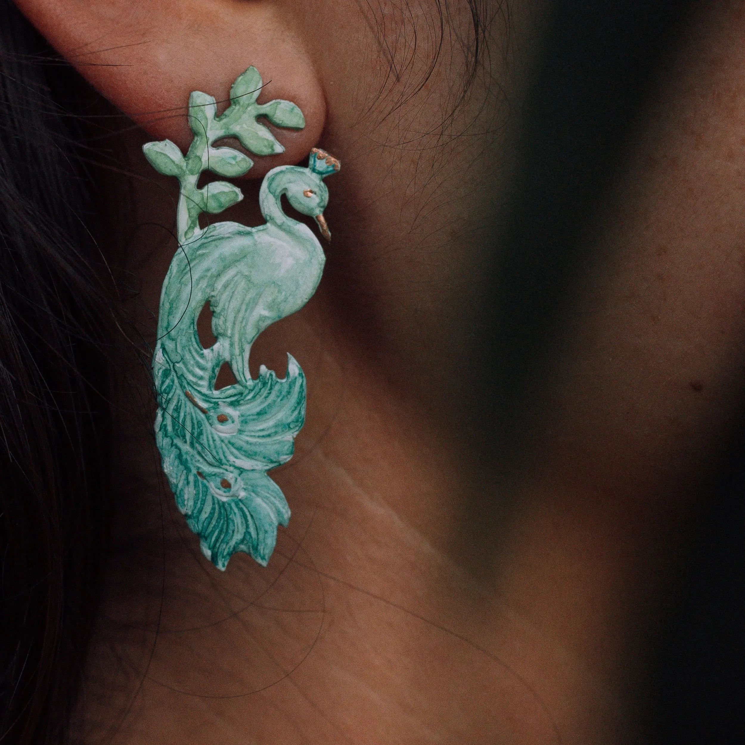 Jade Pavo Earrings