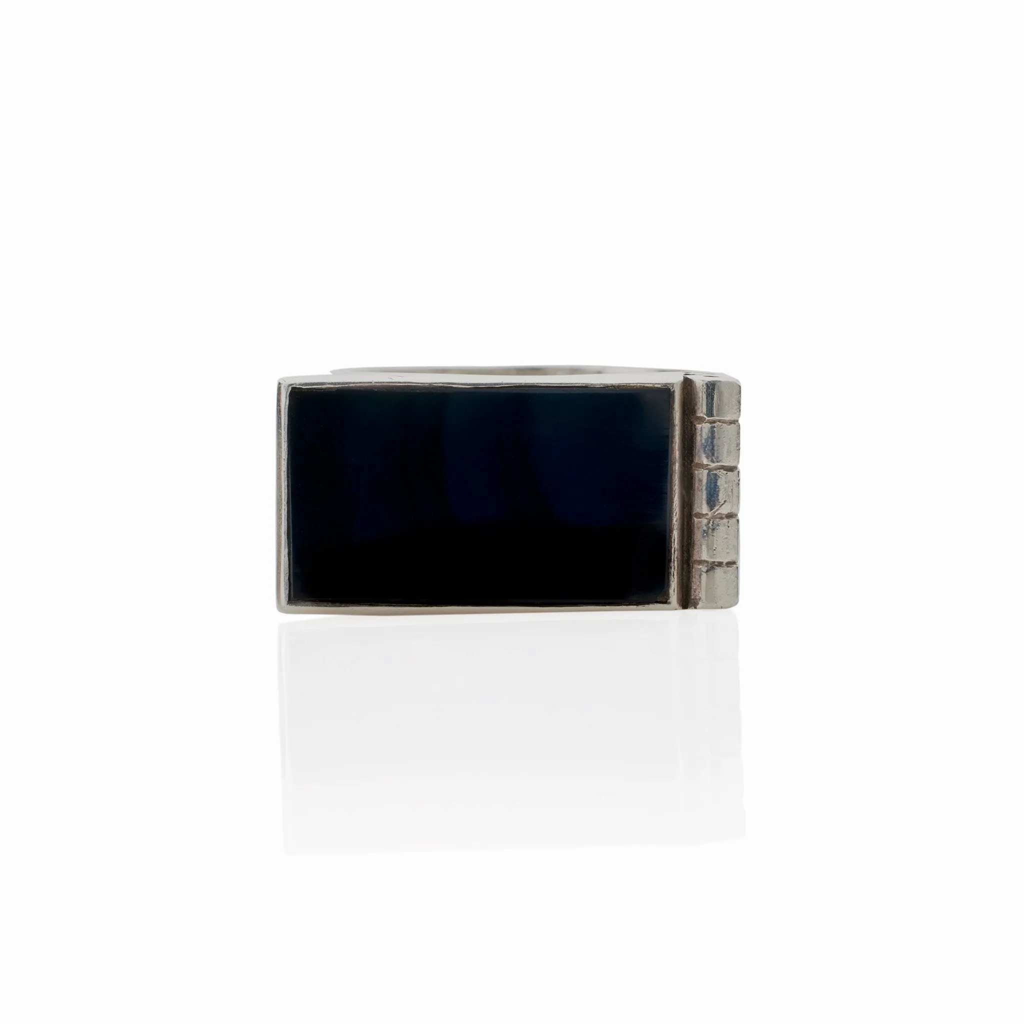 Jean Despr??s Modernist Silver and Onyx &quot;Bijoux Moteurs&quot; Ring