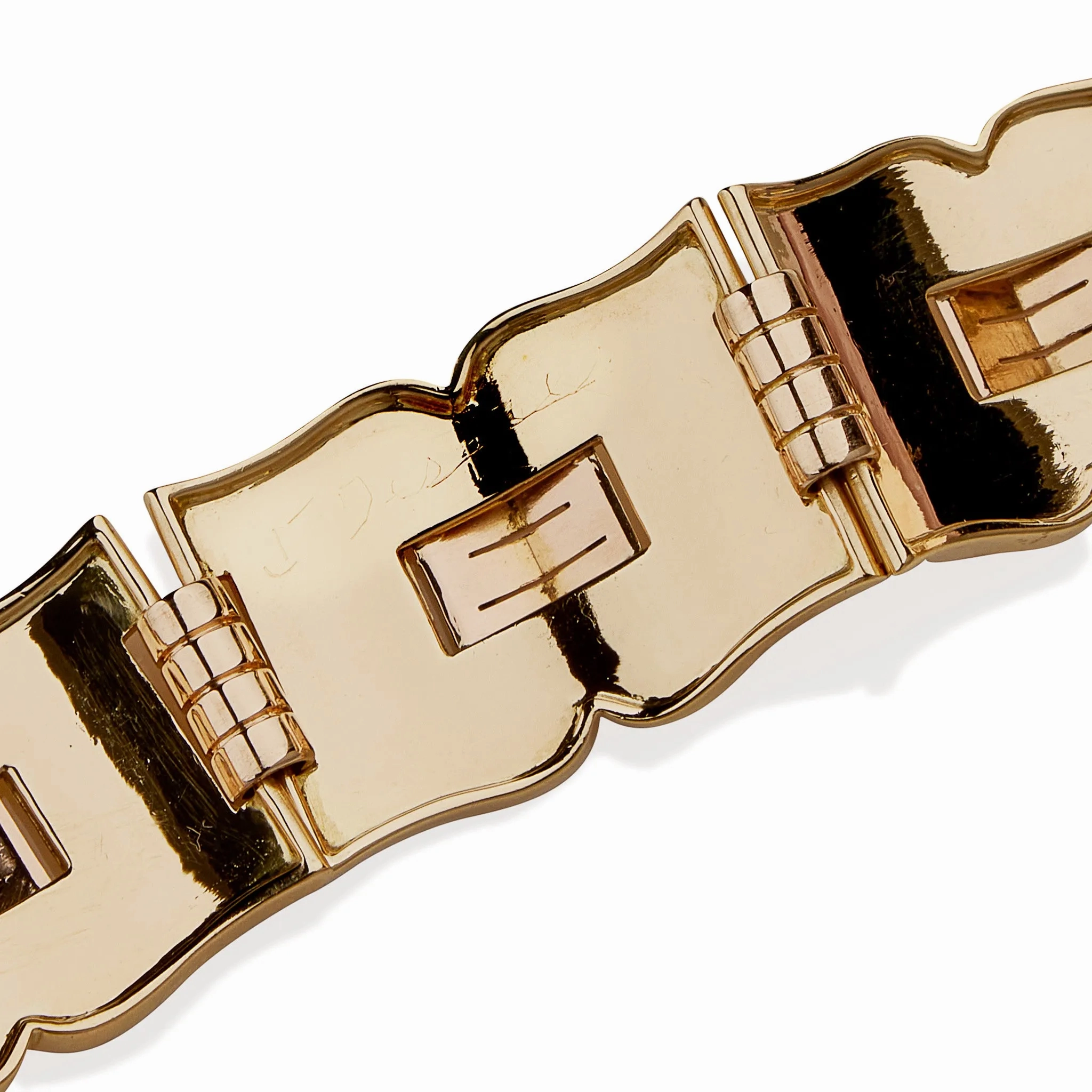 Jean Desprs French Modernist Tri-color Gold Bracelet