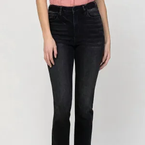Jeanne High Rise Slim Straight Jeans In Schwarz