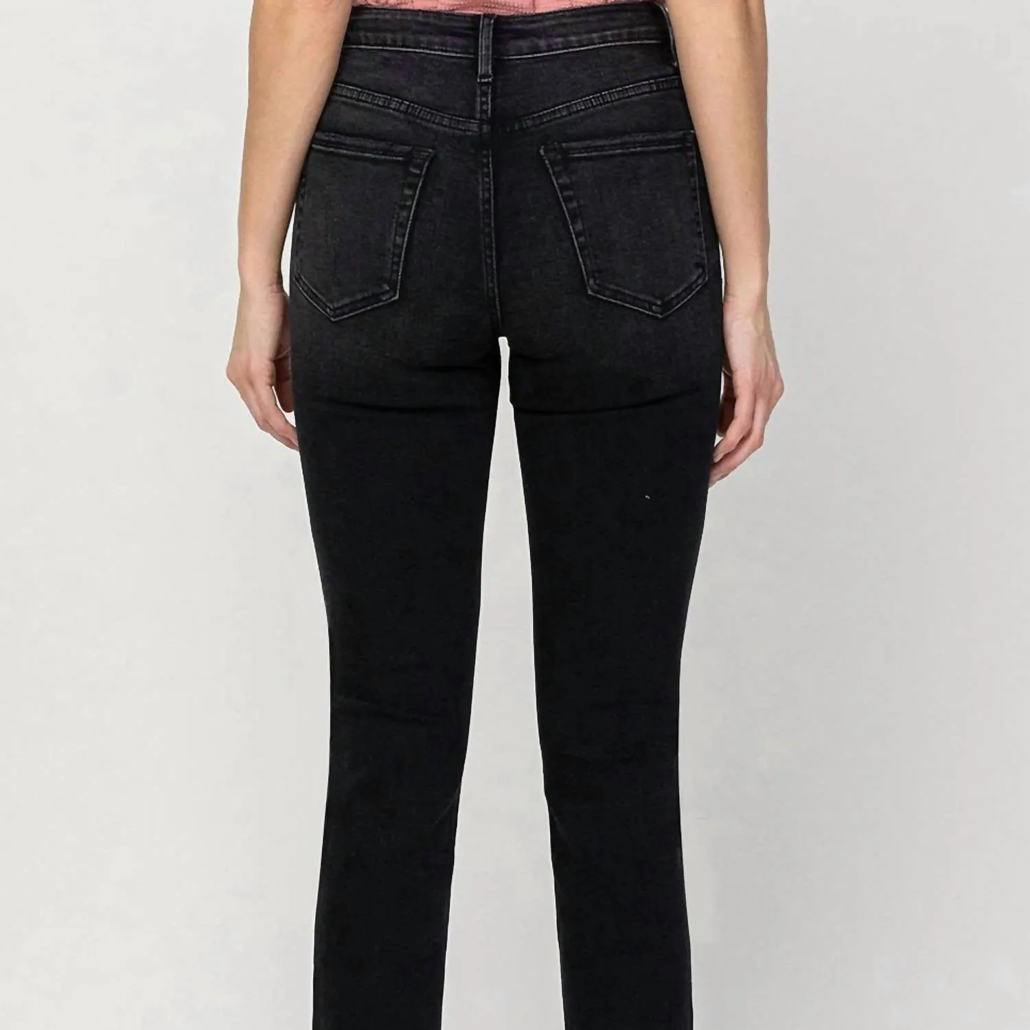 Jeanne High Rise Slim Straight Jeans In Schwarz