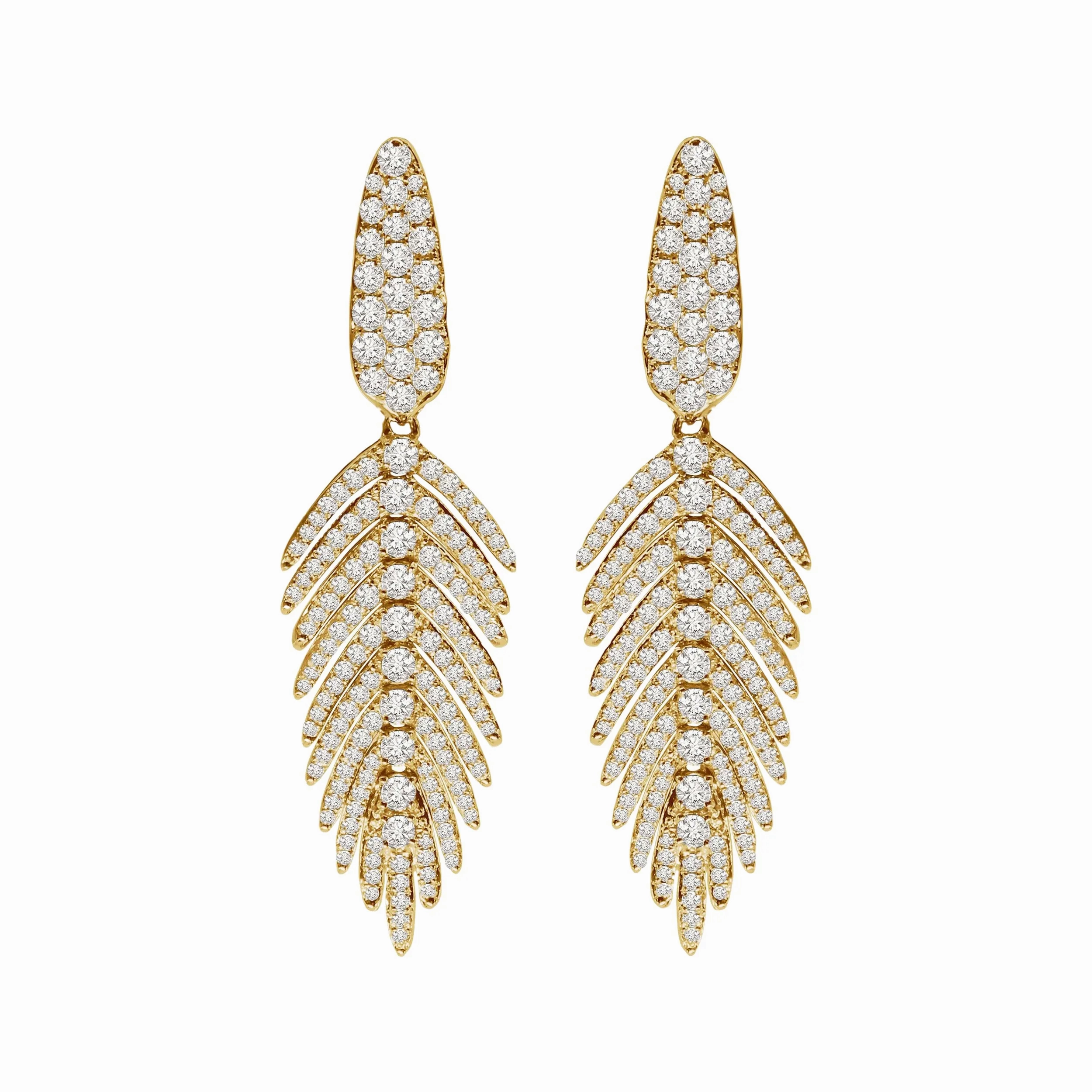 Jewels Diamond Feather Earrings