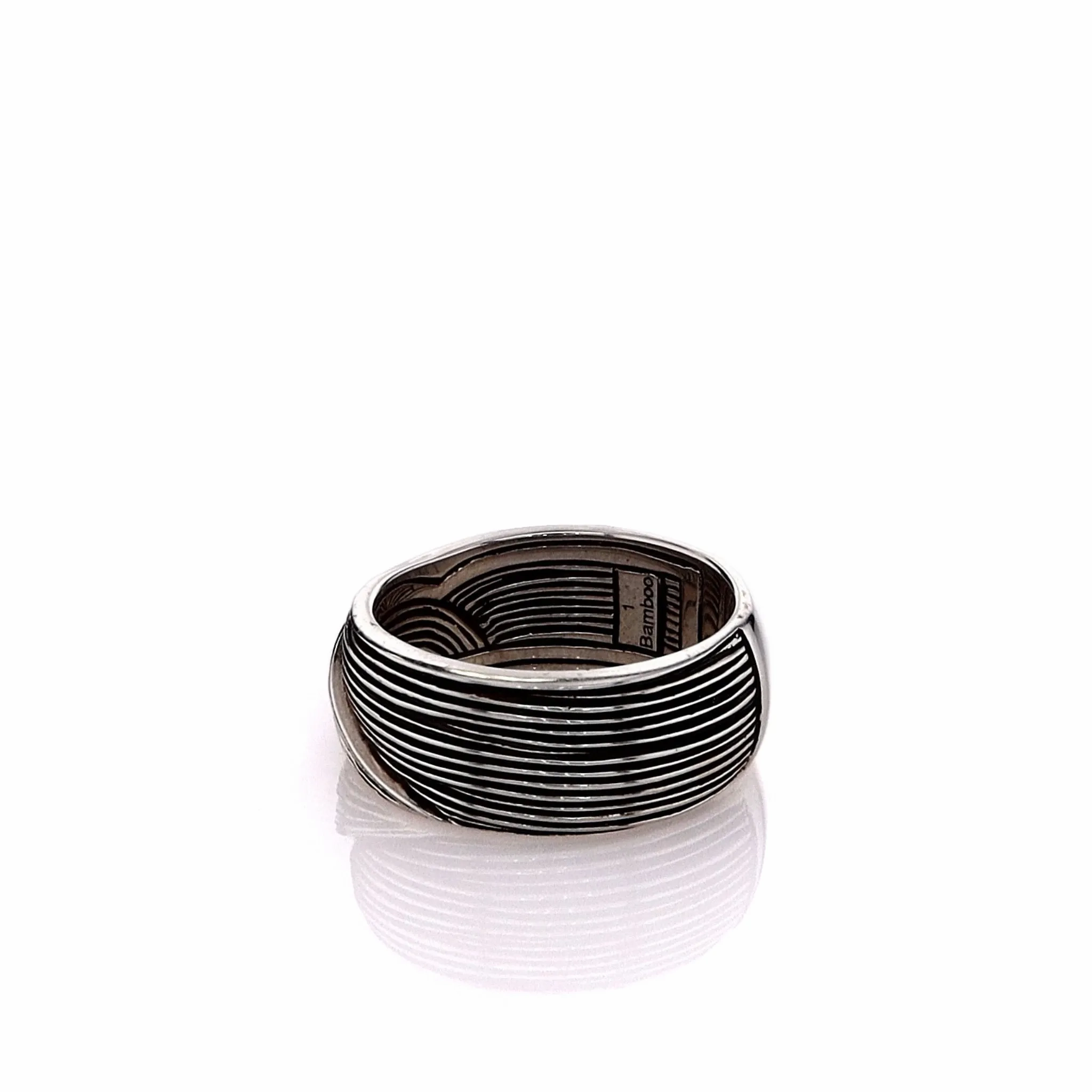 John Hardy Sterling Silver Striated Bamboo Design Ring