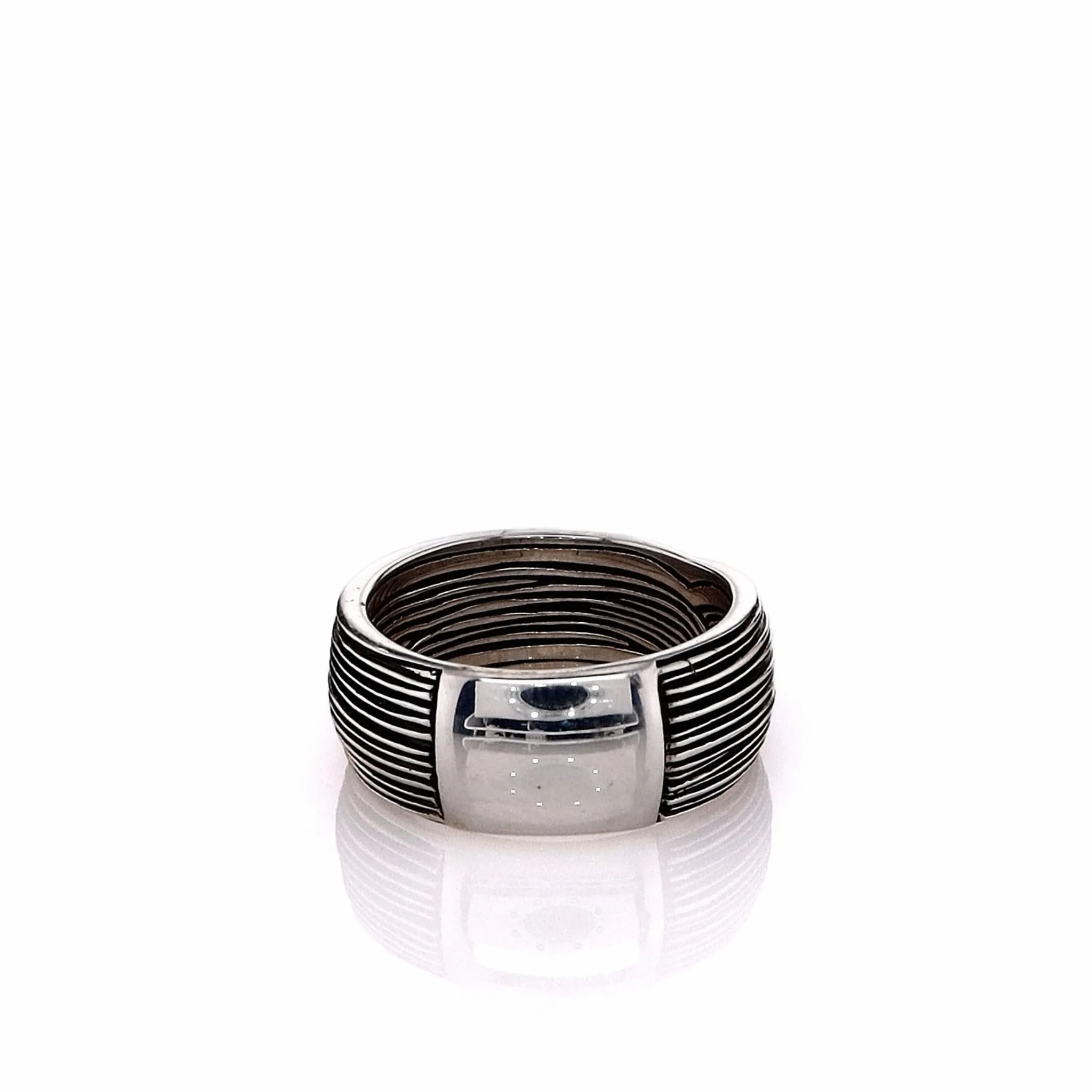 John Hardy Sterling Silver Striated Bamboo Design Ring