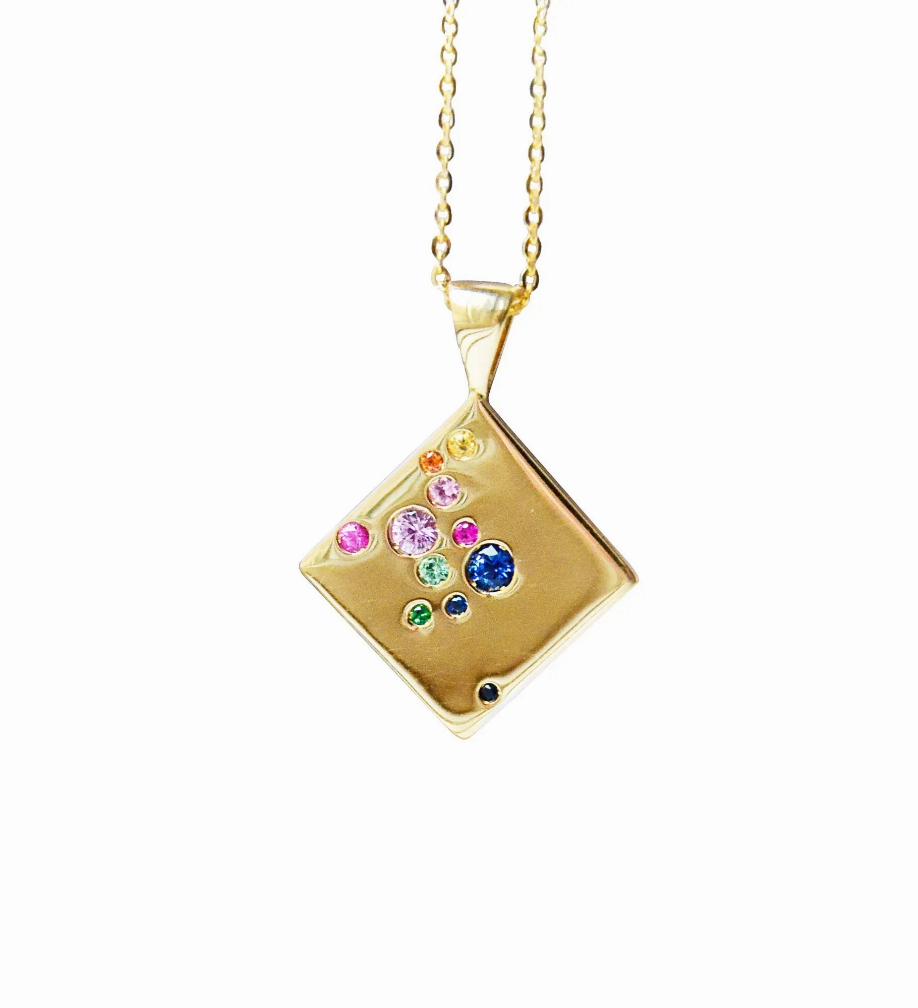 Josephine 18K Gold Necklace w. Sapphires, Tsavorites, Rubies &amp; Amethysts