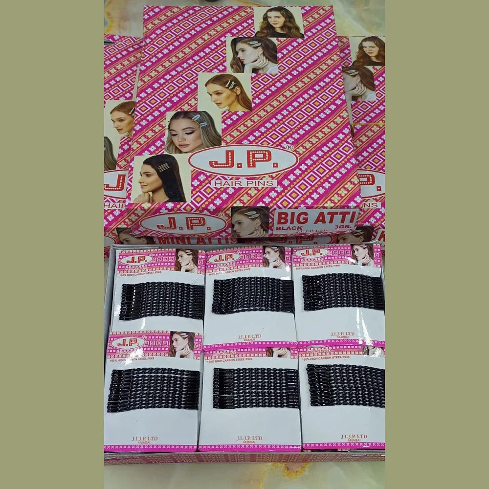 JP Hair Pins Big Atti Twist &amp; Lock Centered 6.5 Cm Shining Black Hair Pin/ Bobby Pin