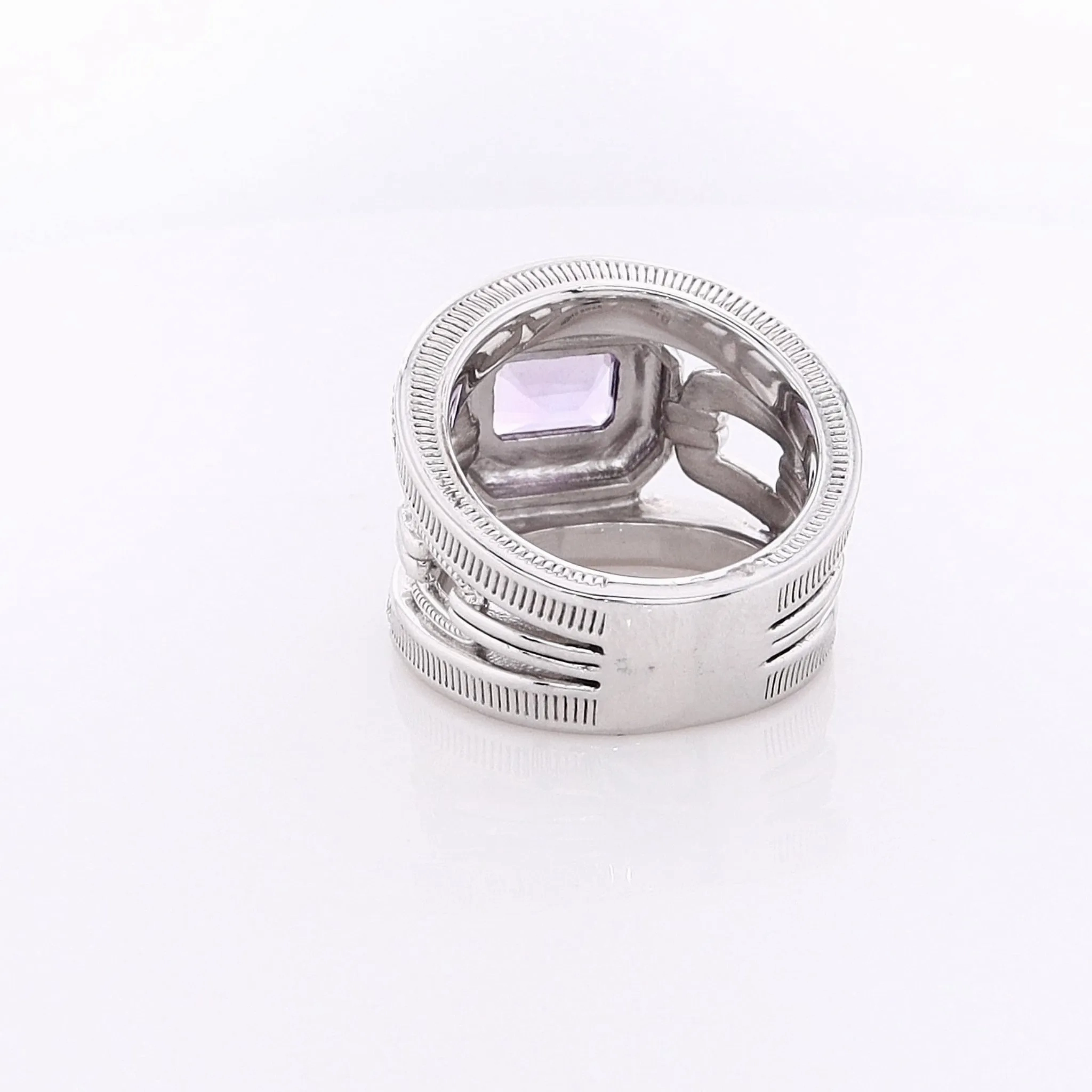 Judith Ripka Adrienne Band Ring With Enamel, Amethyst and Diamonds